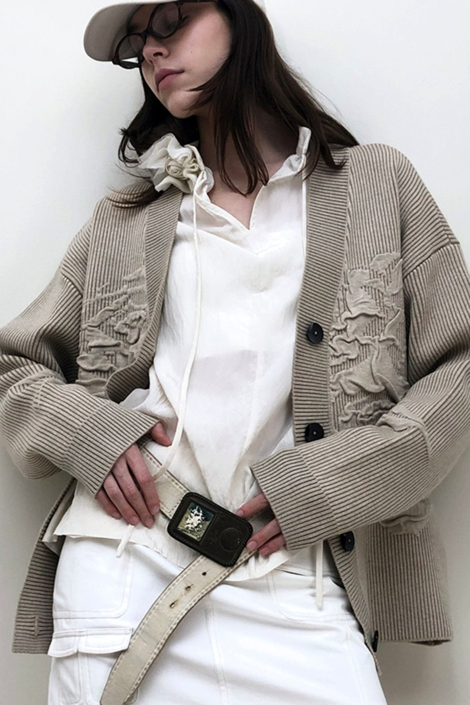 Cardigan de dragon à fines rayures