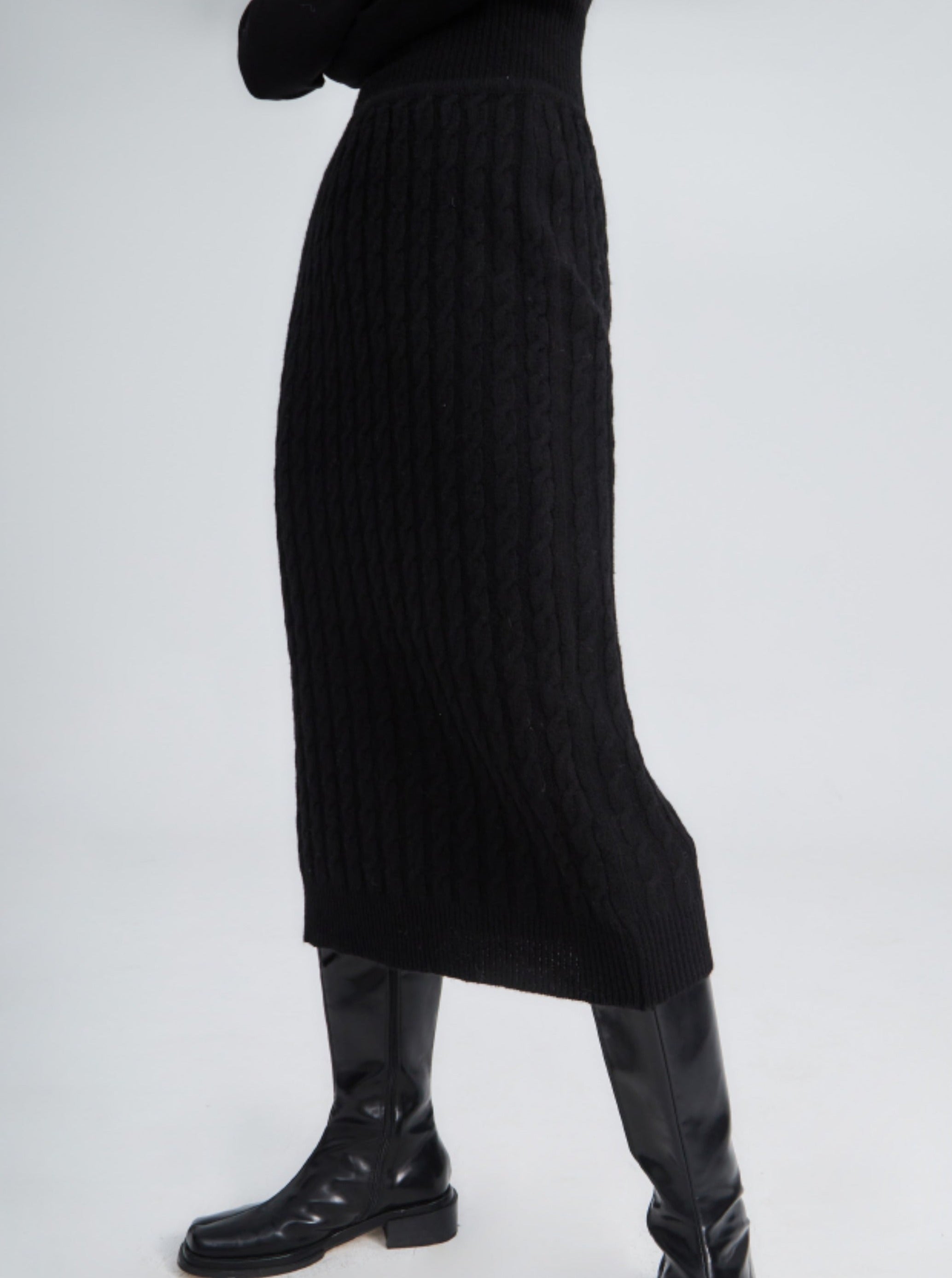 Jupe midi en tricot à nervure