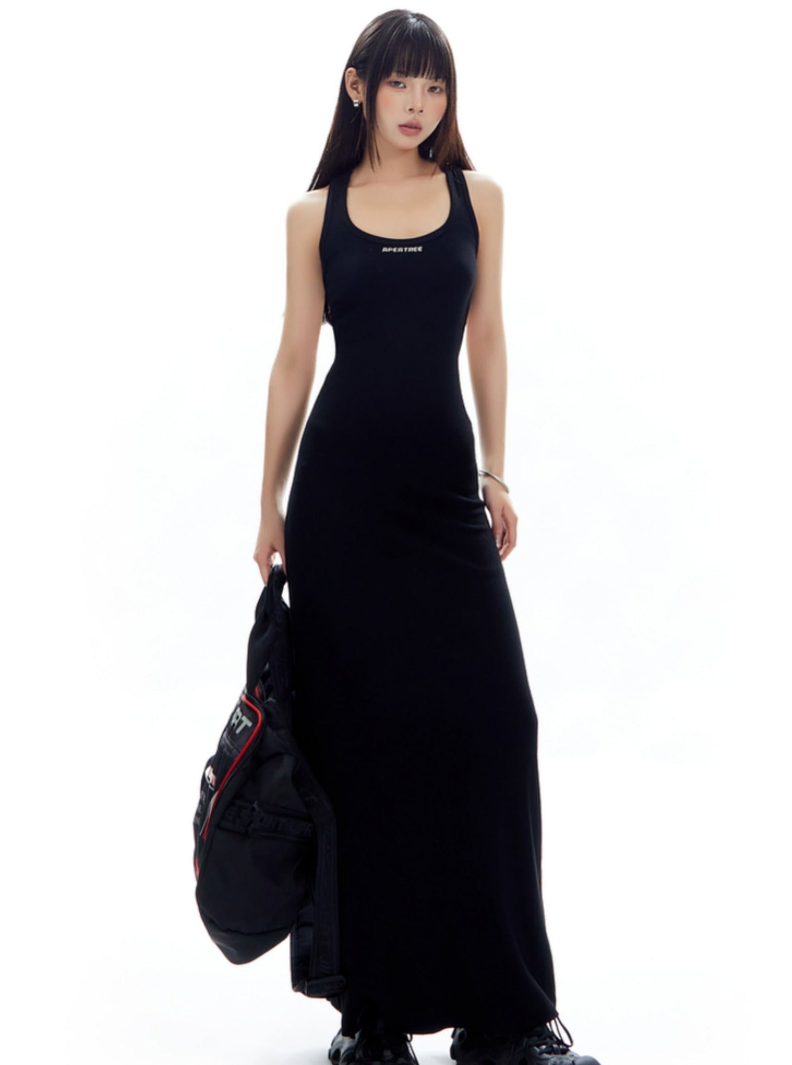 Vestido maxi de gris claro
