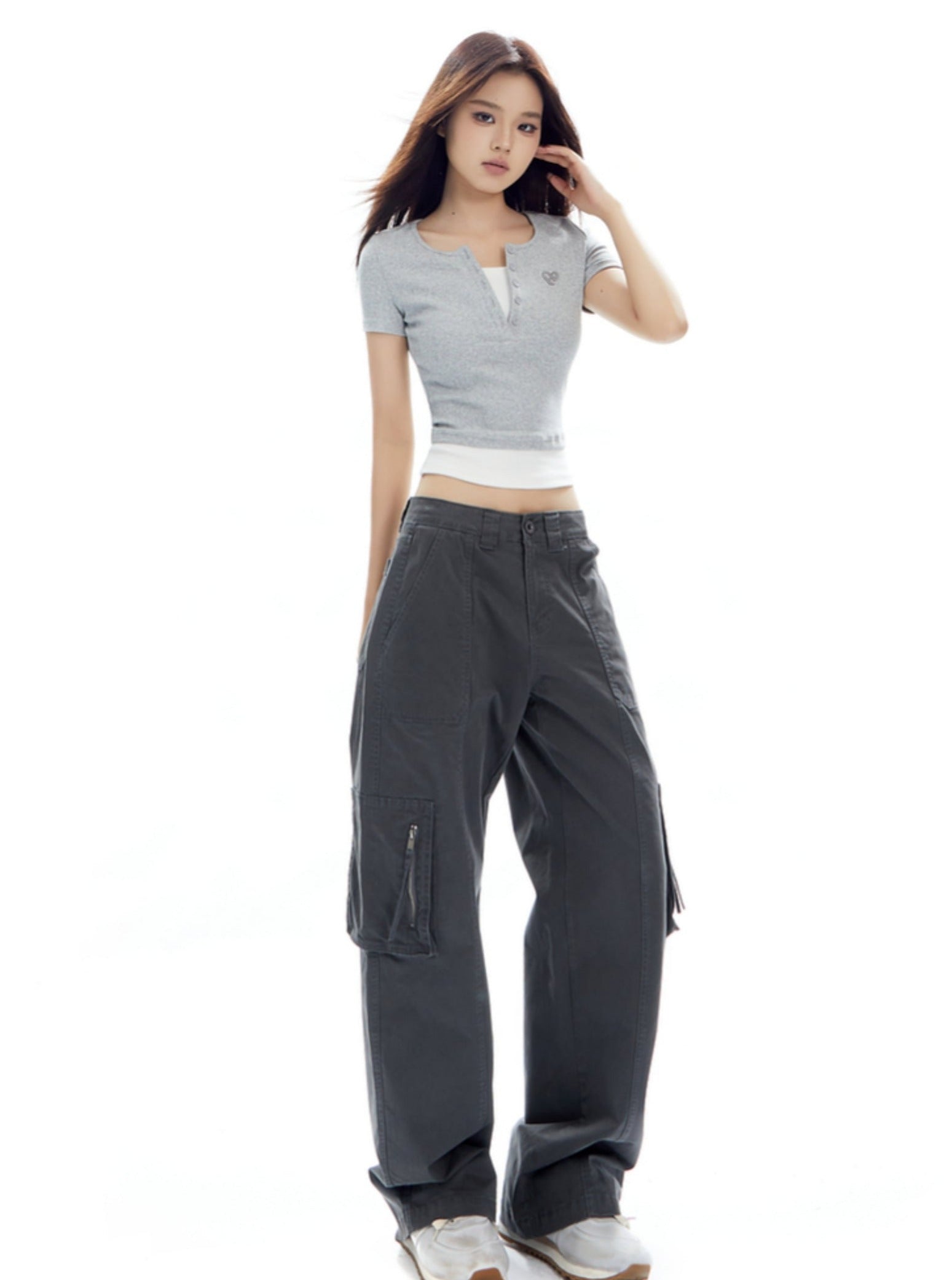 Top de cultivo Henley con mangas cortas