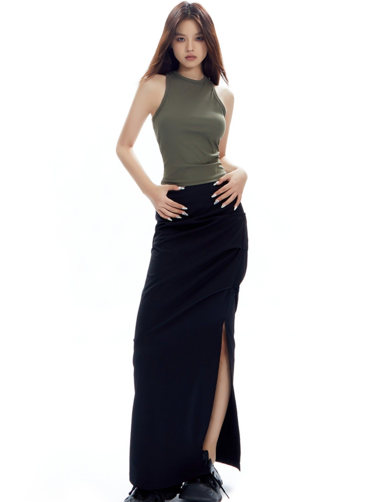 Falda maxi de capas asimétricas