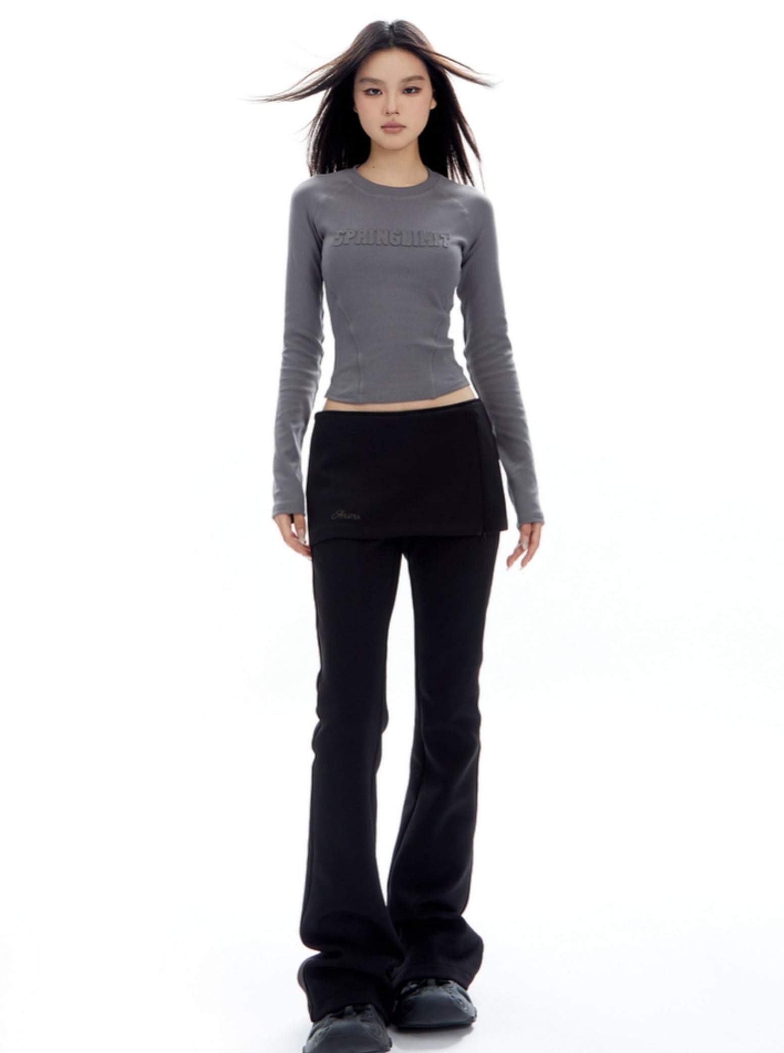 Sudadera de cultivo en relieve gris