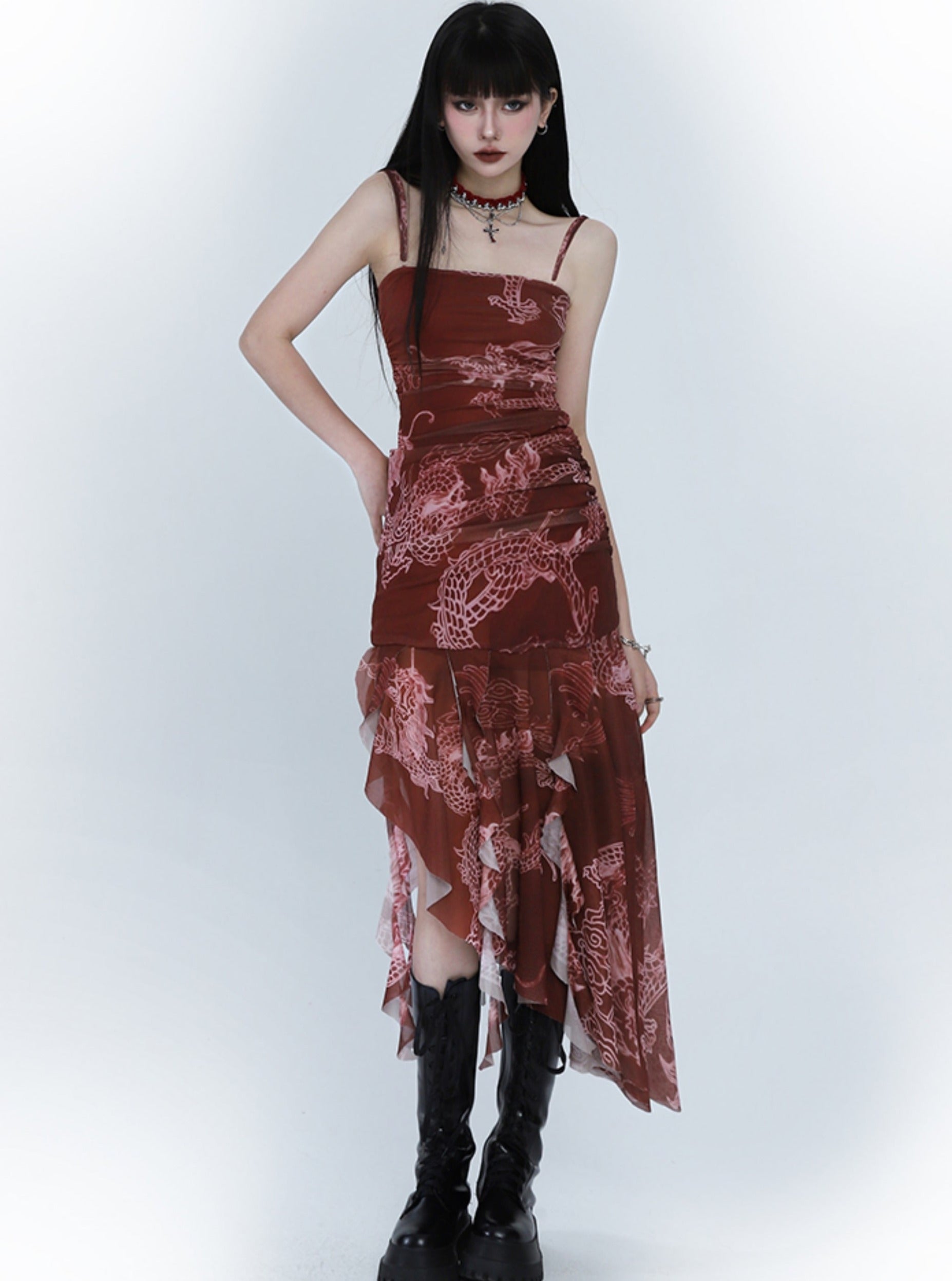 Irregular Red Adult Sundress - chiclara