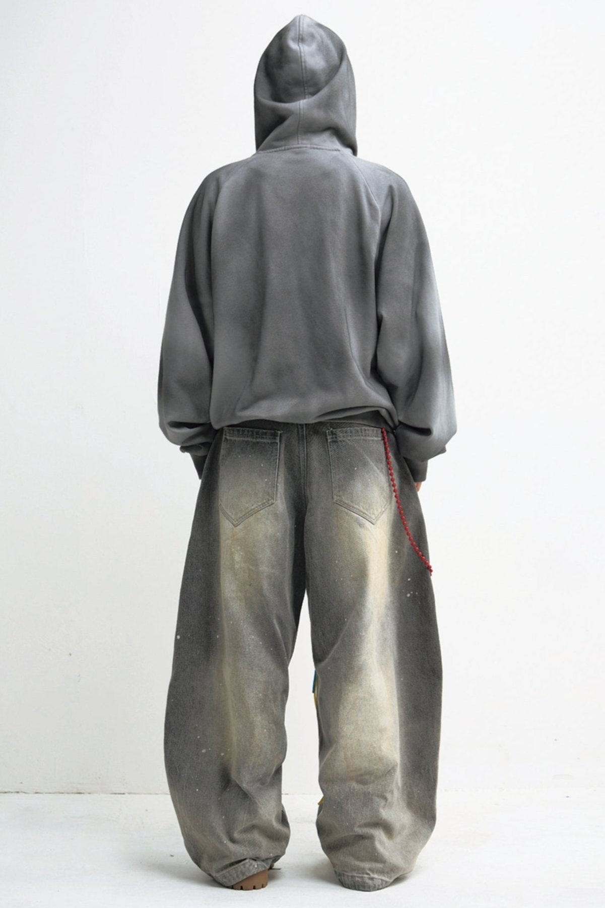 Men's Distressed Gradient Gray Hoodie Jacket