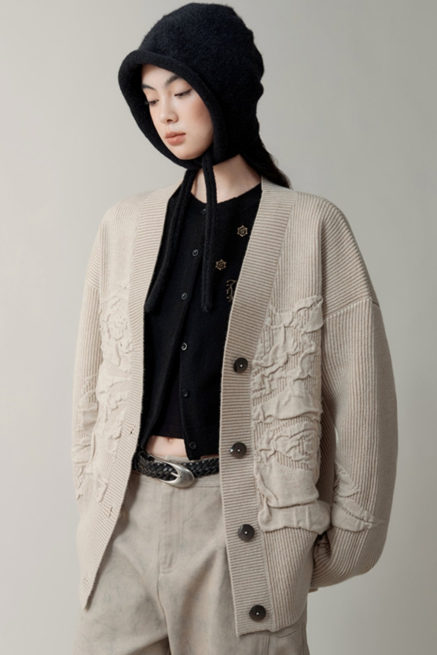 Cardigan de dragon à fines rayures