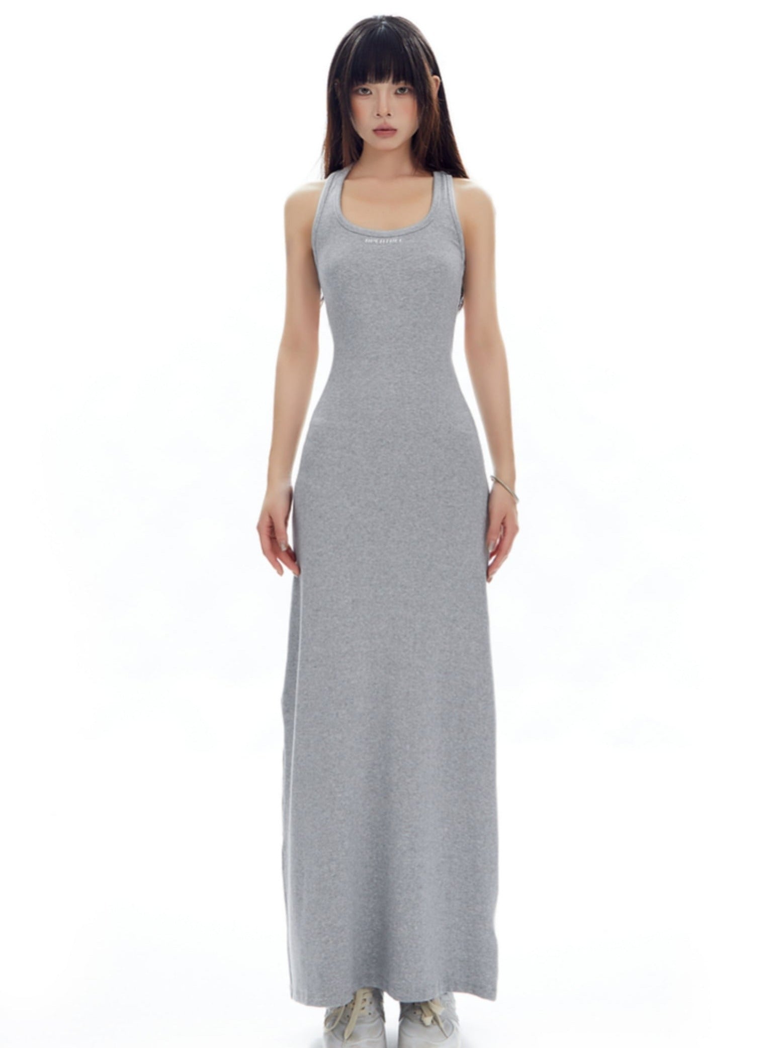 Vestido maxi de gris claro