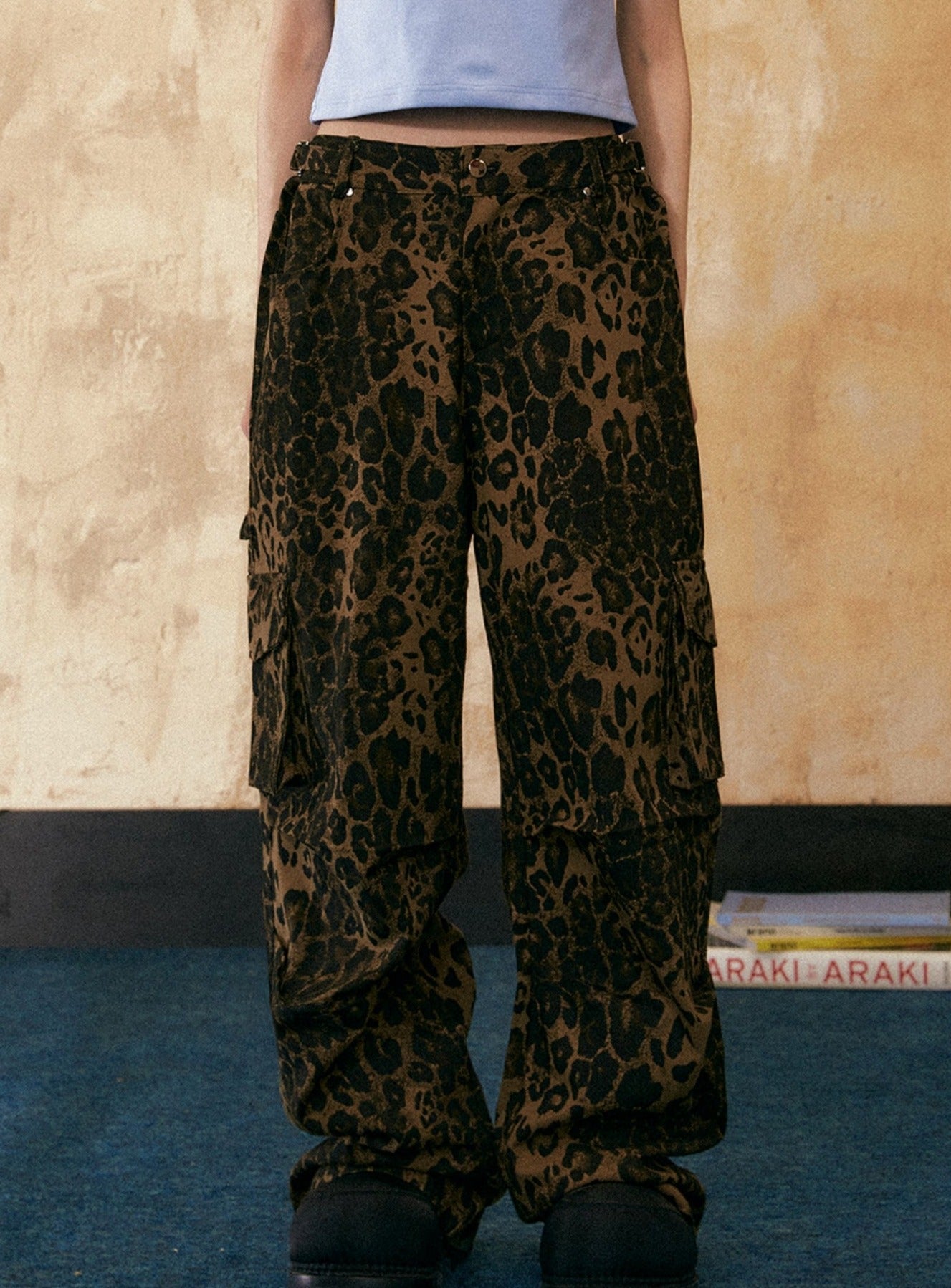 American Retro Leopard Print Casual Pants - chiclara