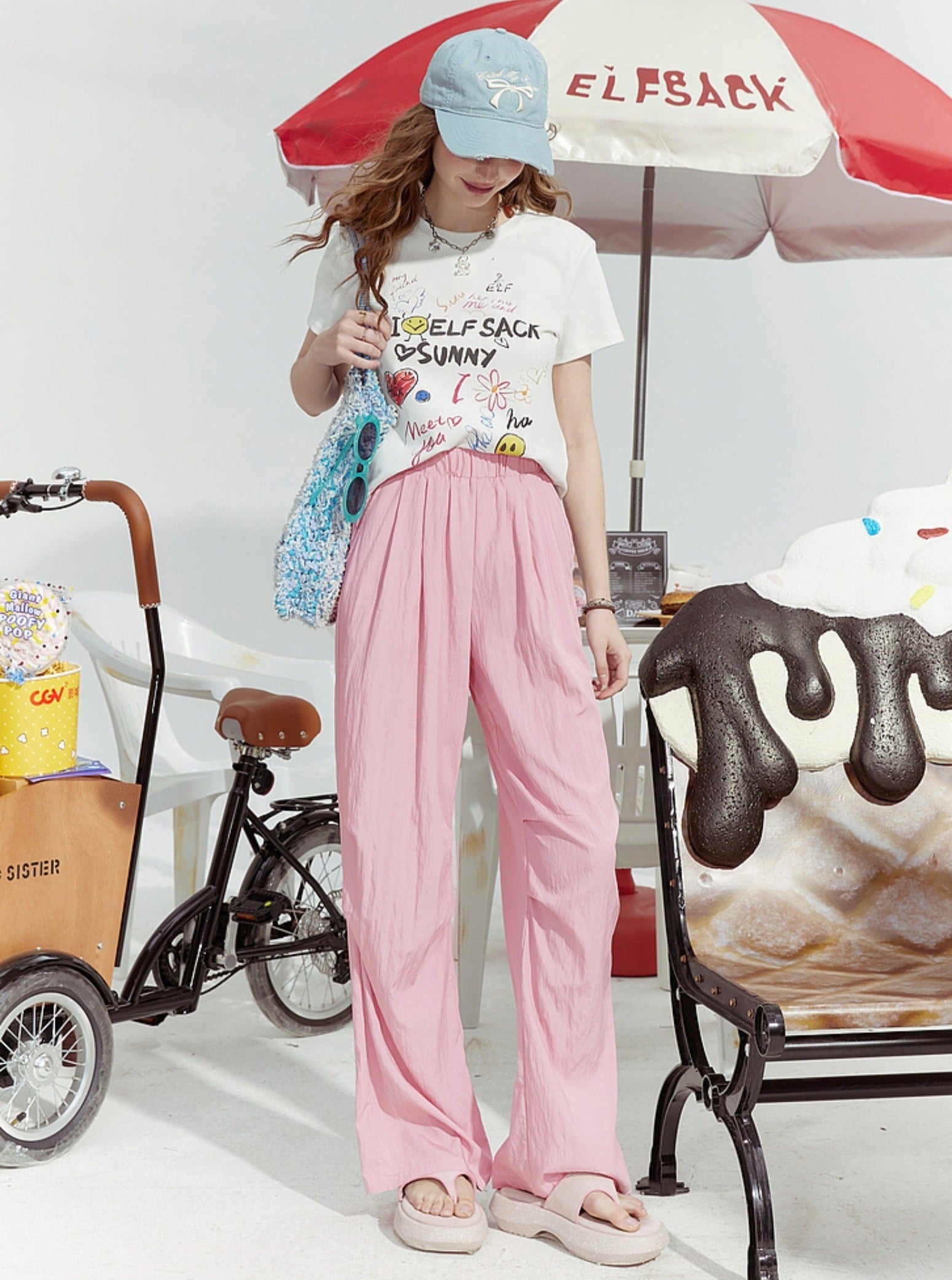 스윗두들 하트 스마일리 그래픽 티셔츠