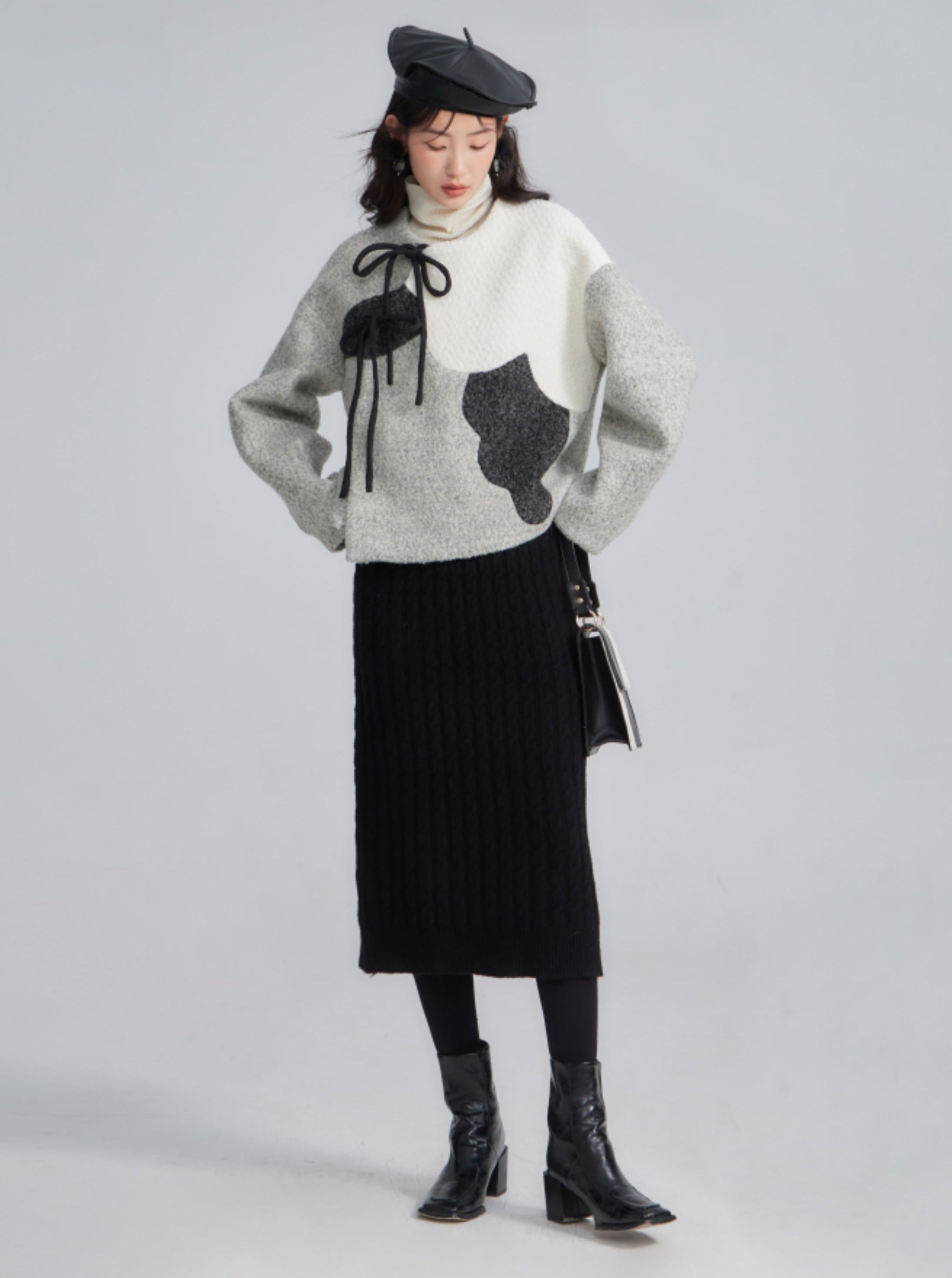 Jupe midi en tricot à nervure