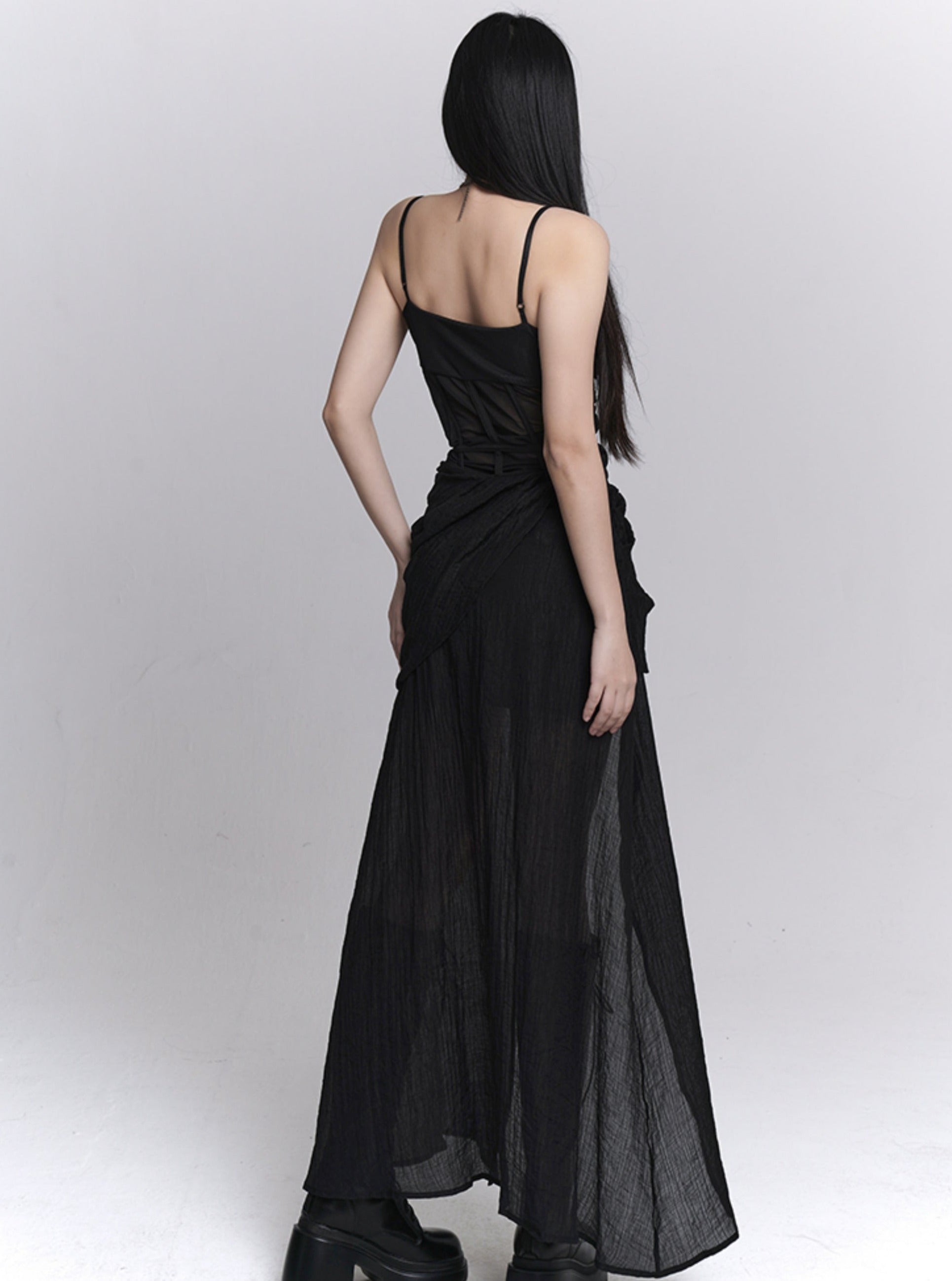Elegant Black Slip Dress - chiclara