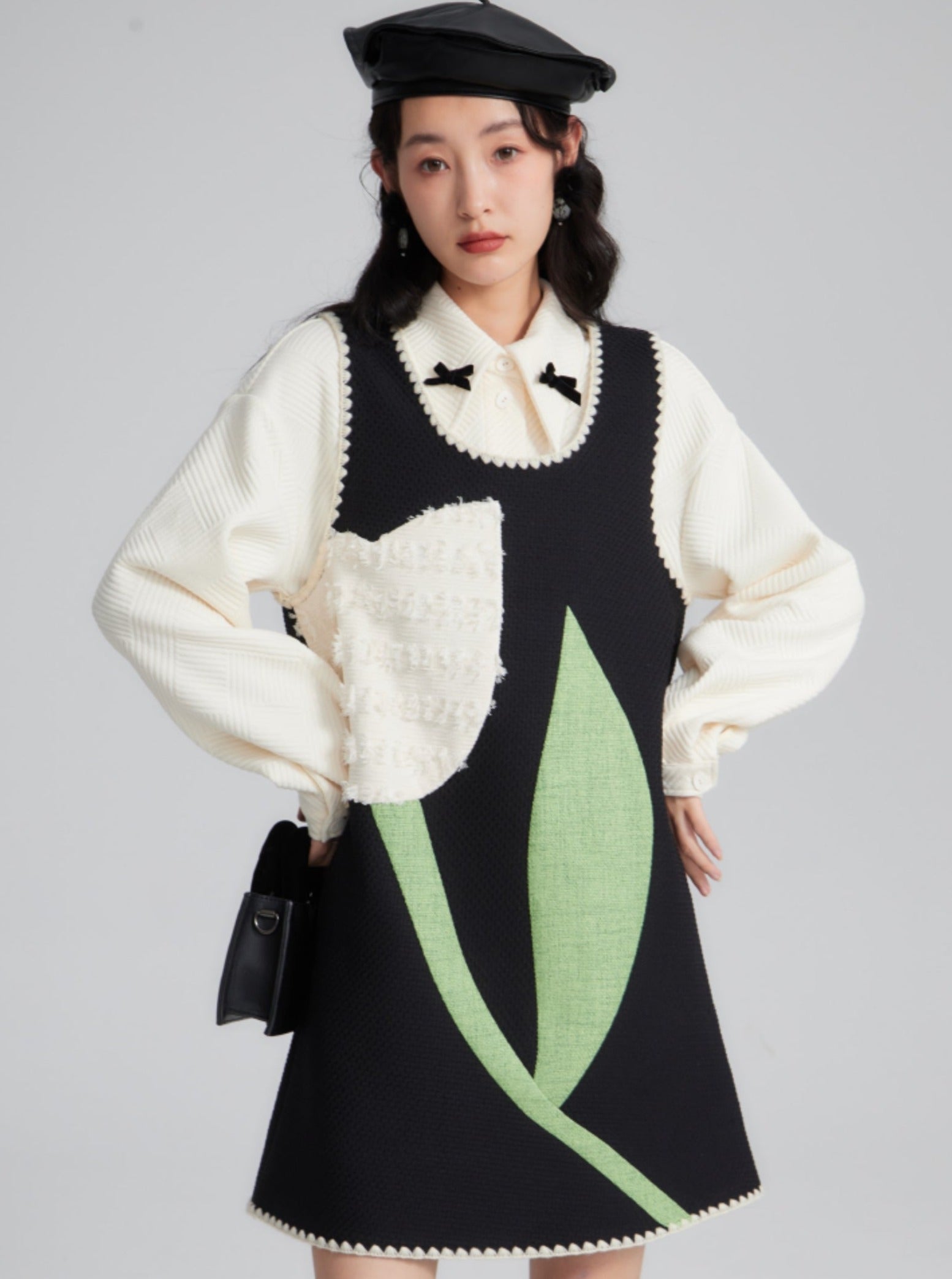 Vestido de jersey caprichoso con diseño de tulipán