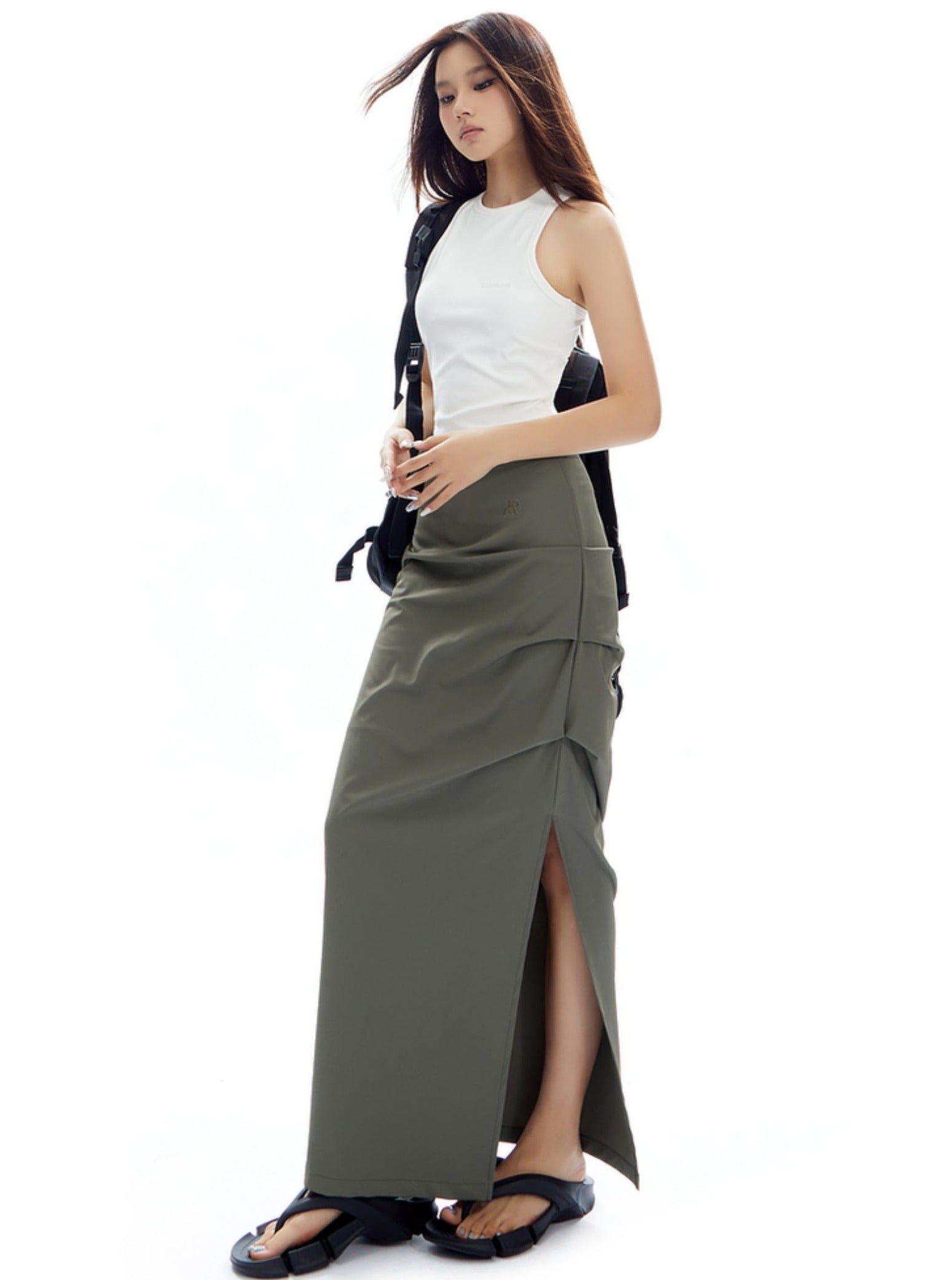 Falda maxi de capas asimétricas