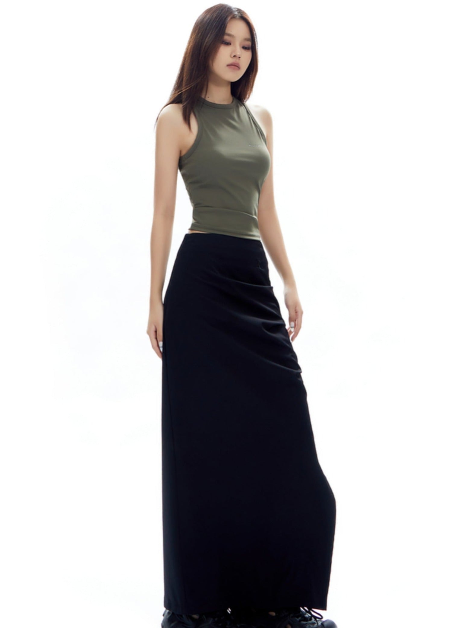 Falda maxi de capas asimétricas