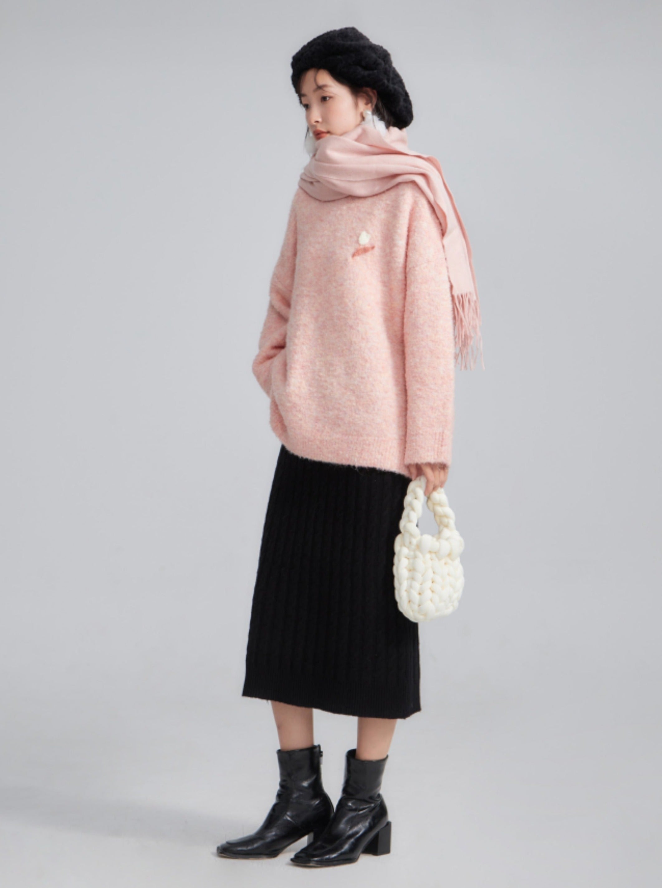 Jupe midi en tricot à nervure