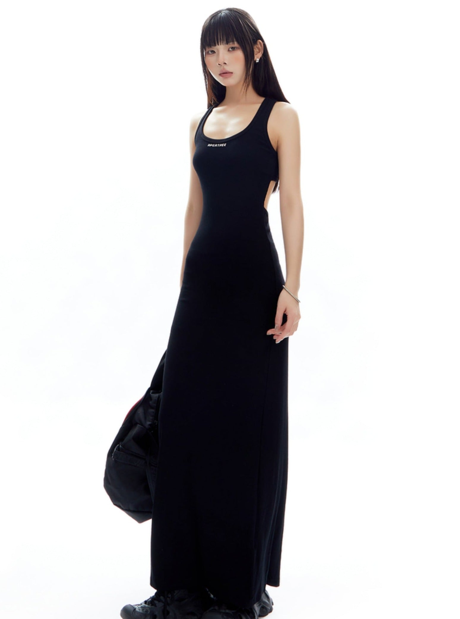 Vestido maxi de gris claro