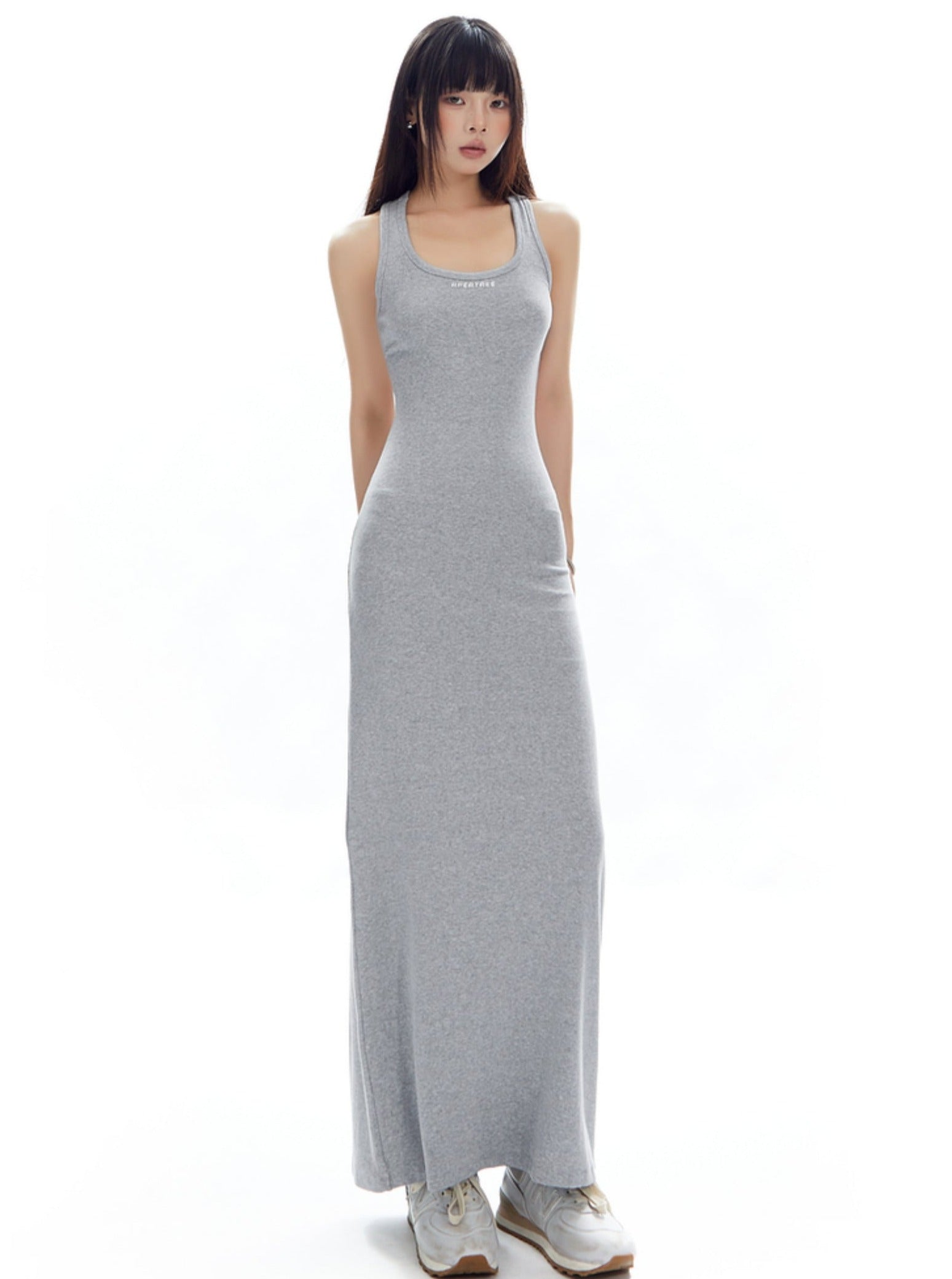 Vestido maxi de gris claro
