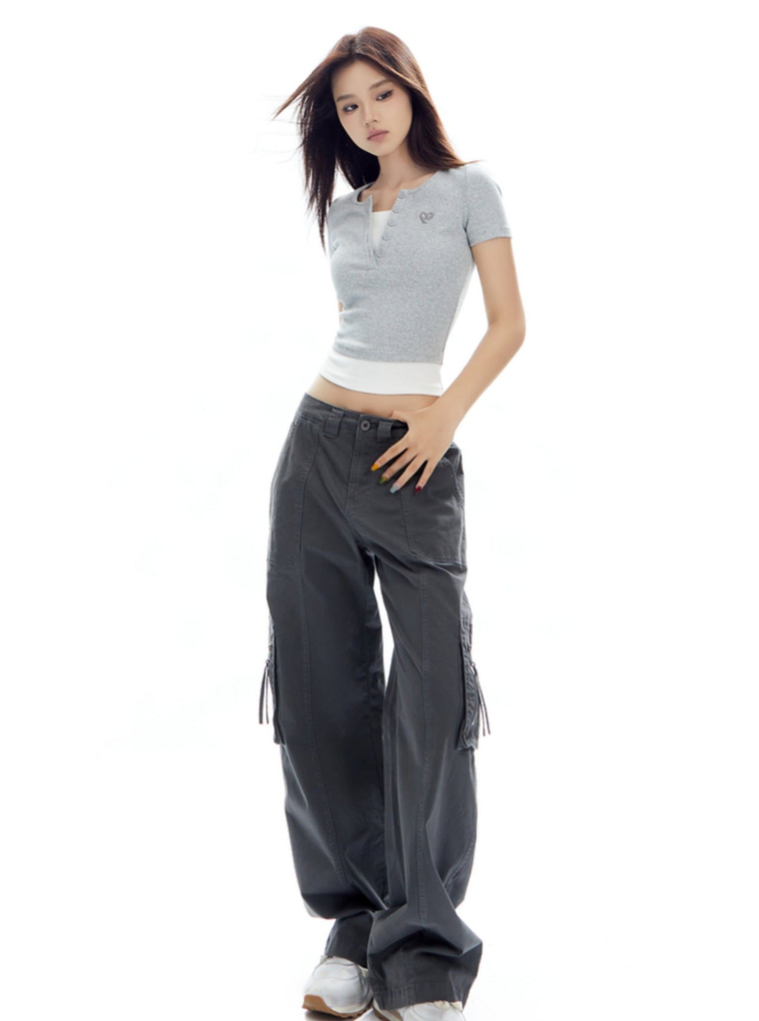 Top de cultivo Henley con mangas cortas