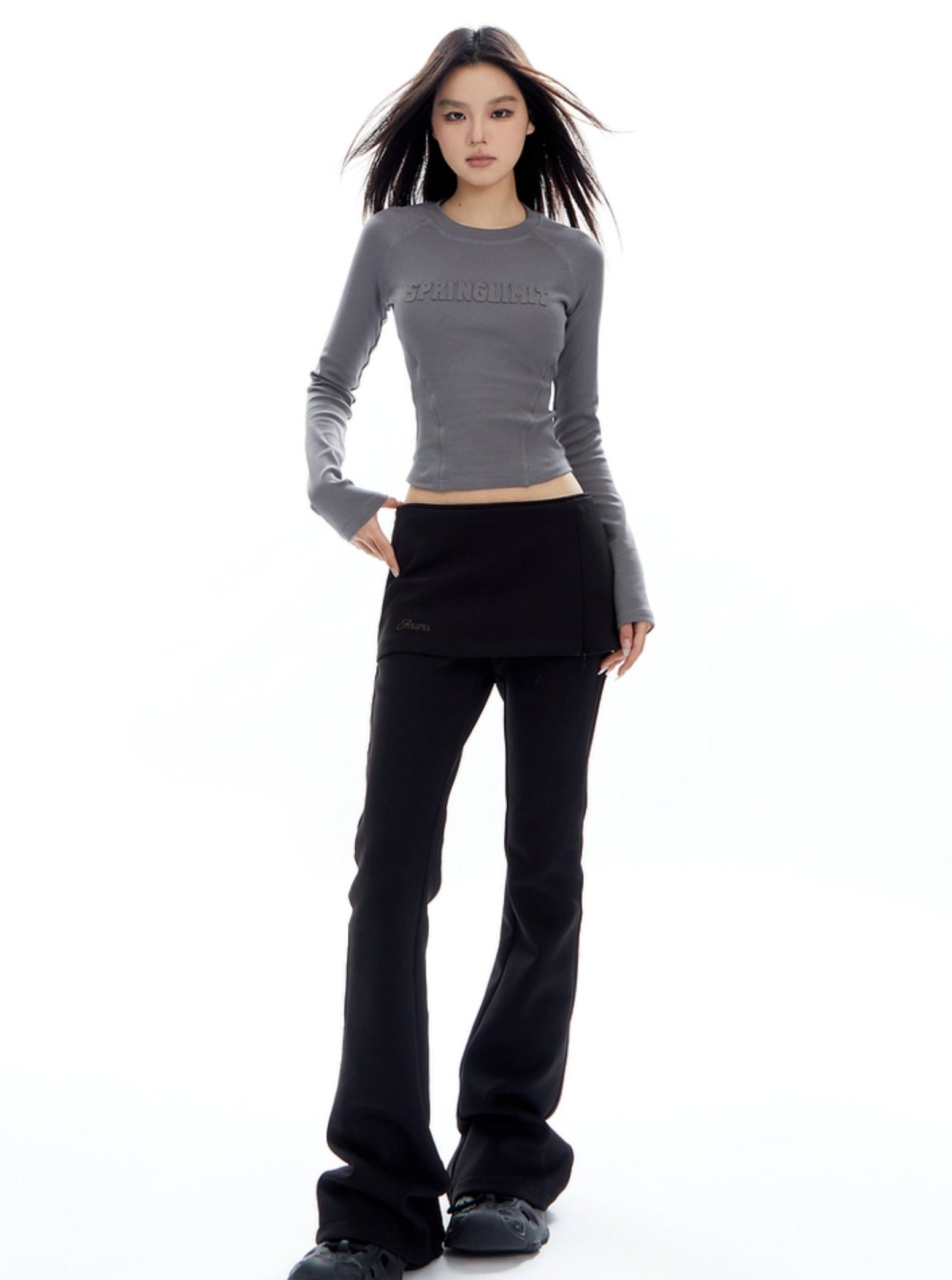 Sudadera de cultivo en relieve gris