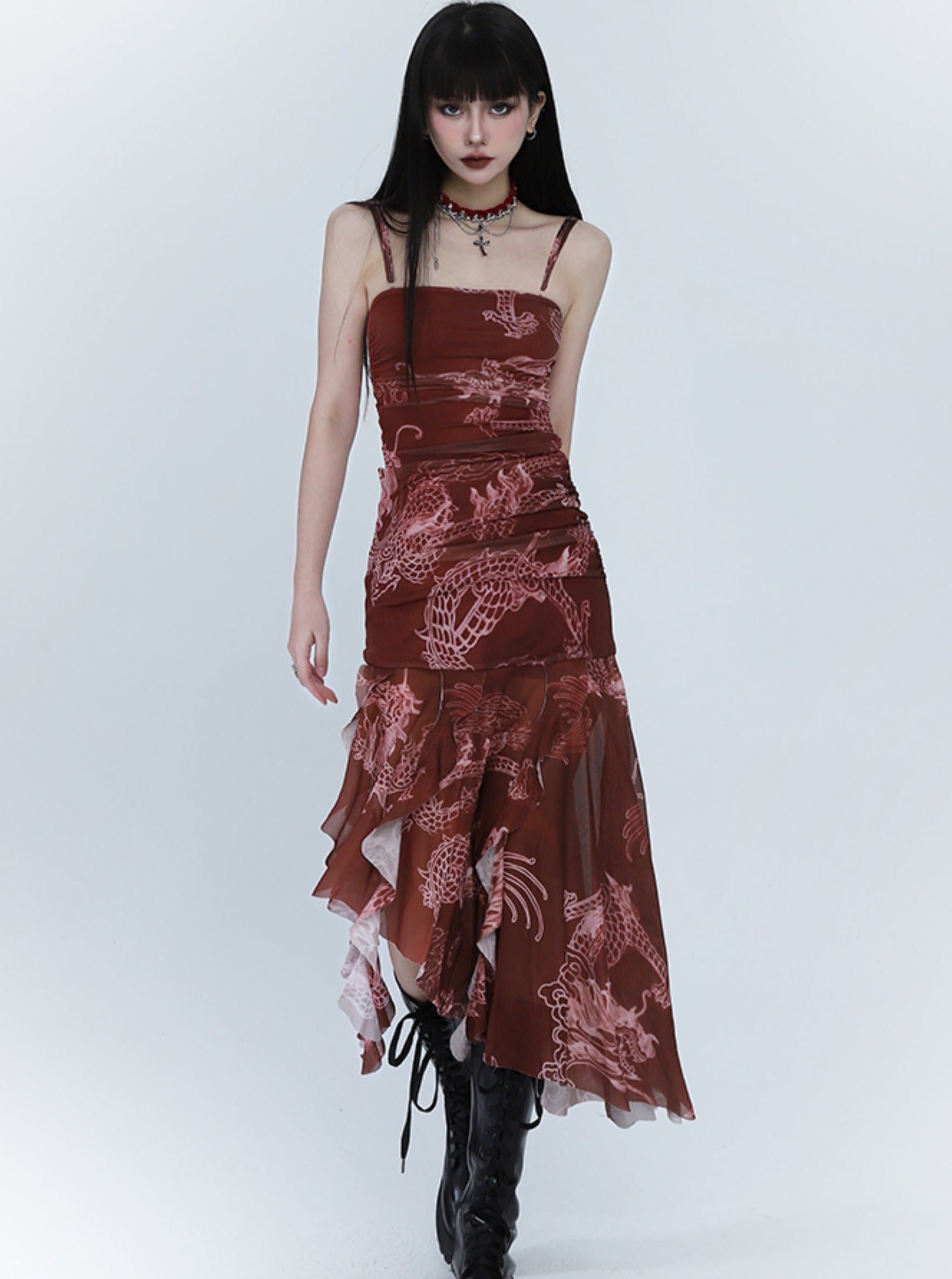 Irregular Red Adult Sundress - chiclara