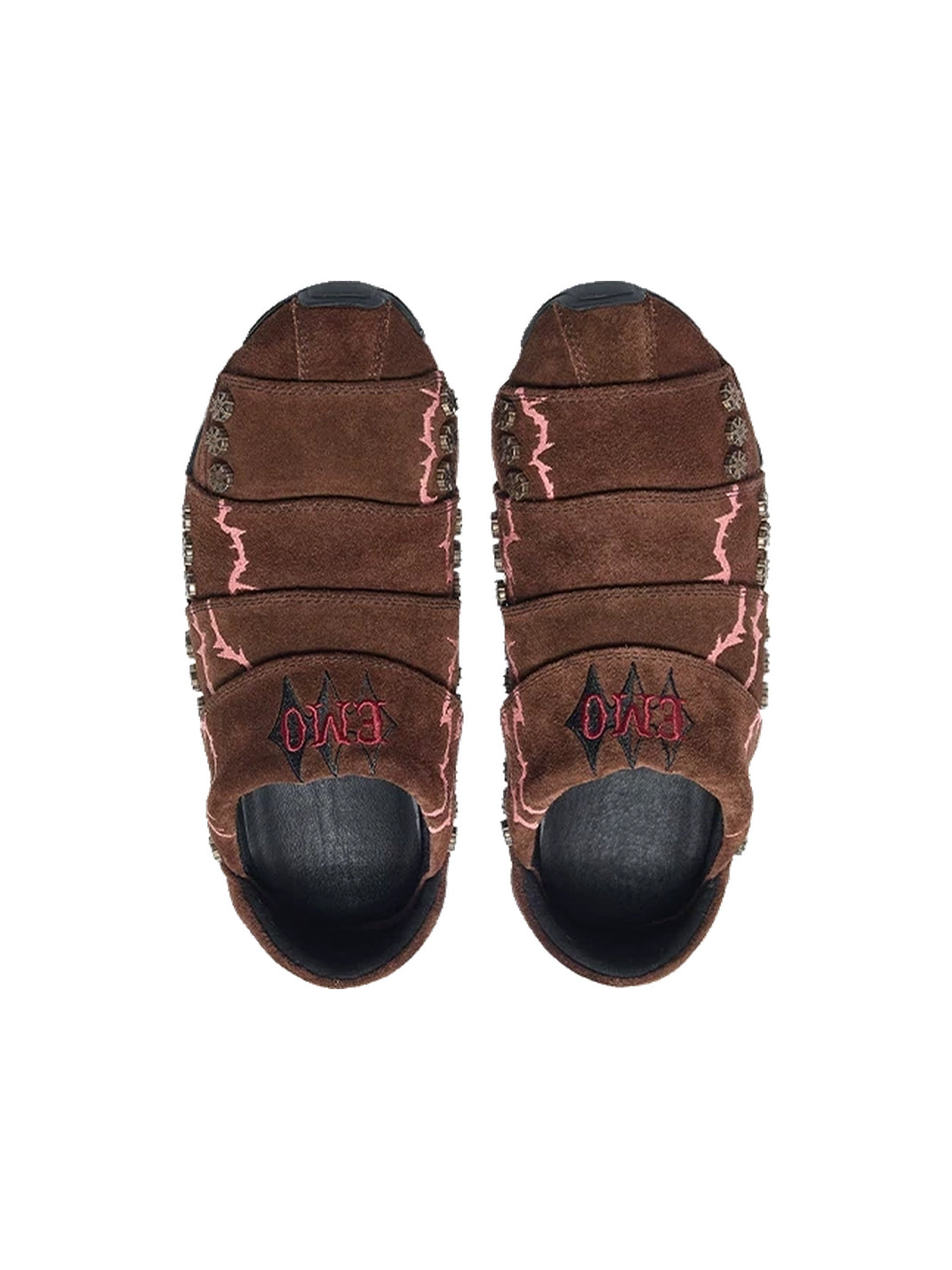 Embroidered Layered Suede Studded Mules - view 7