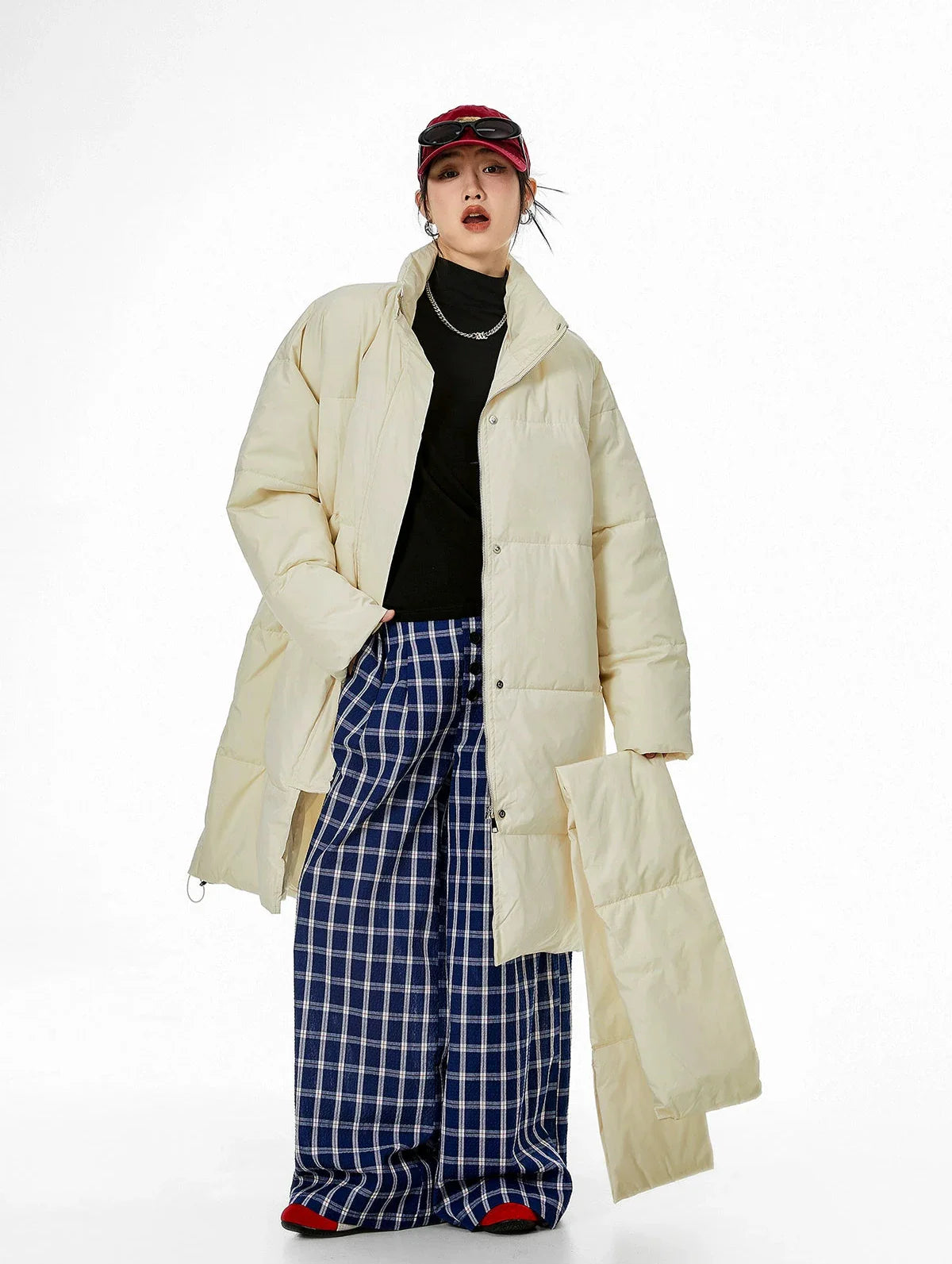 Oversized Puffer Winter Coat with Scarf