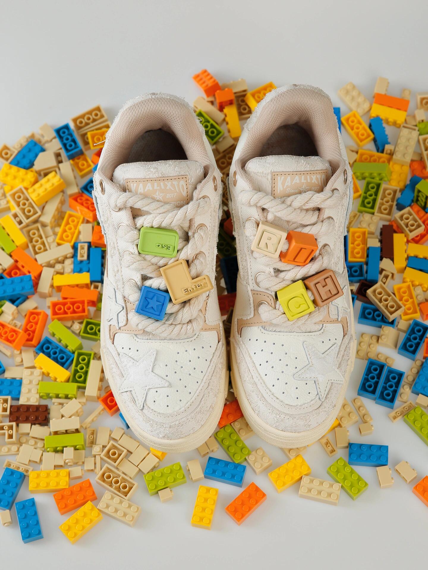 Beige Lace Star Low-Top Sneakers - View 5