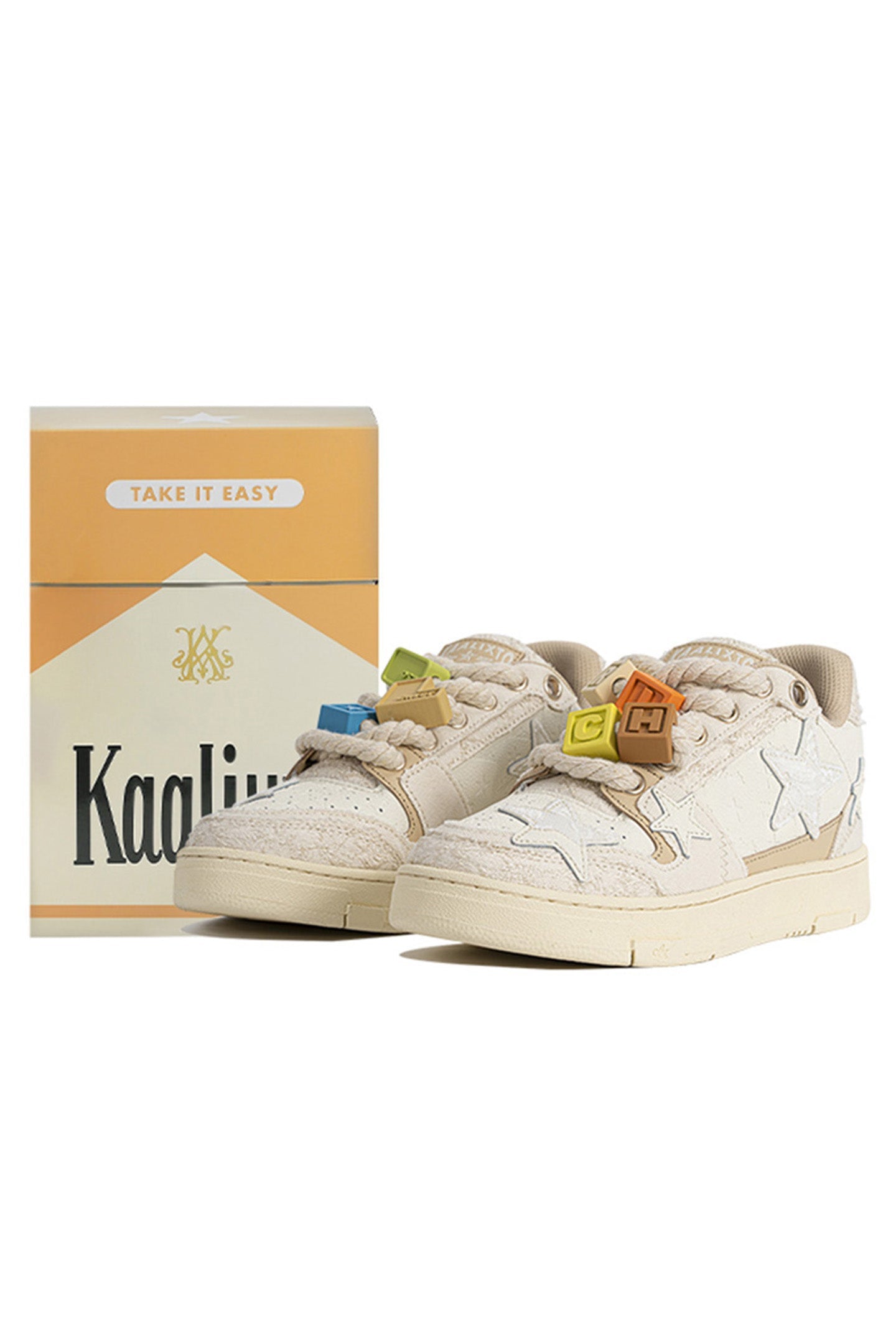 Beige Lace Star Low-Top Sneakers - View 7