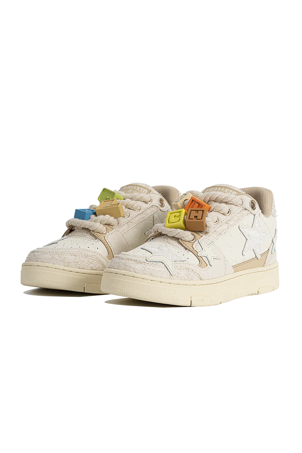 Beige Lace Star Low-Top Sneakers - View 8