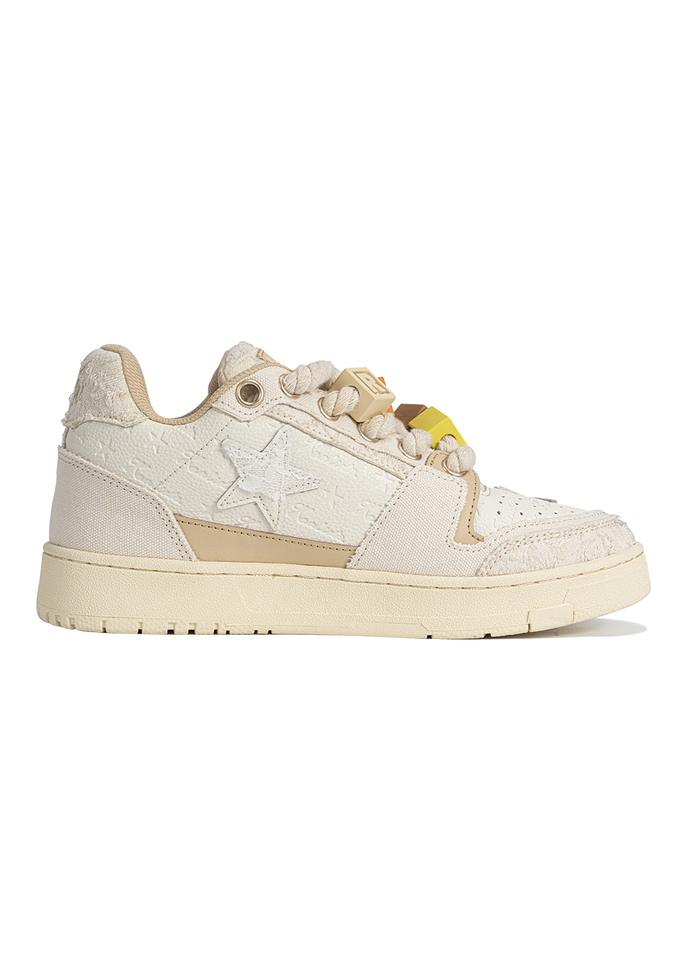 Beige Lace Star Low-Top Sneakers - View 9