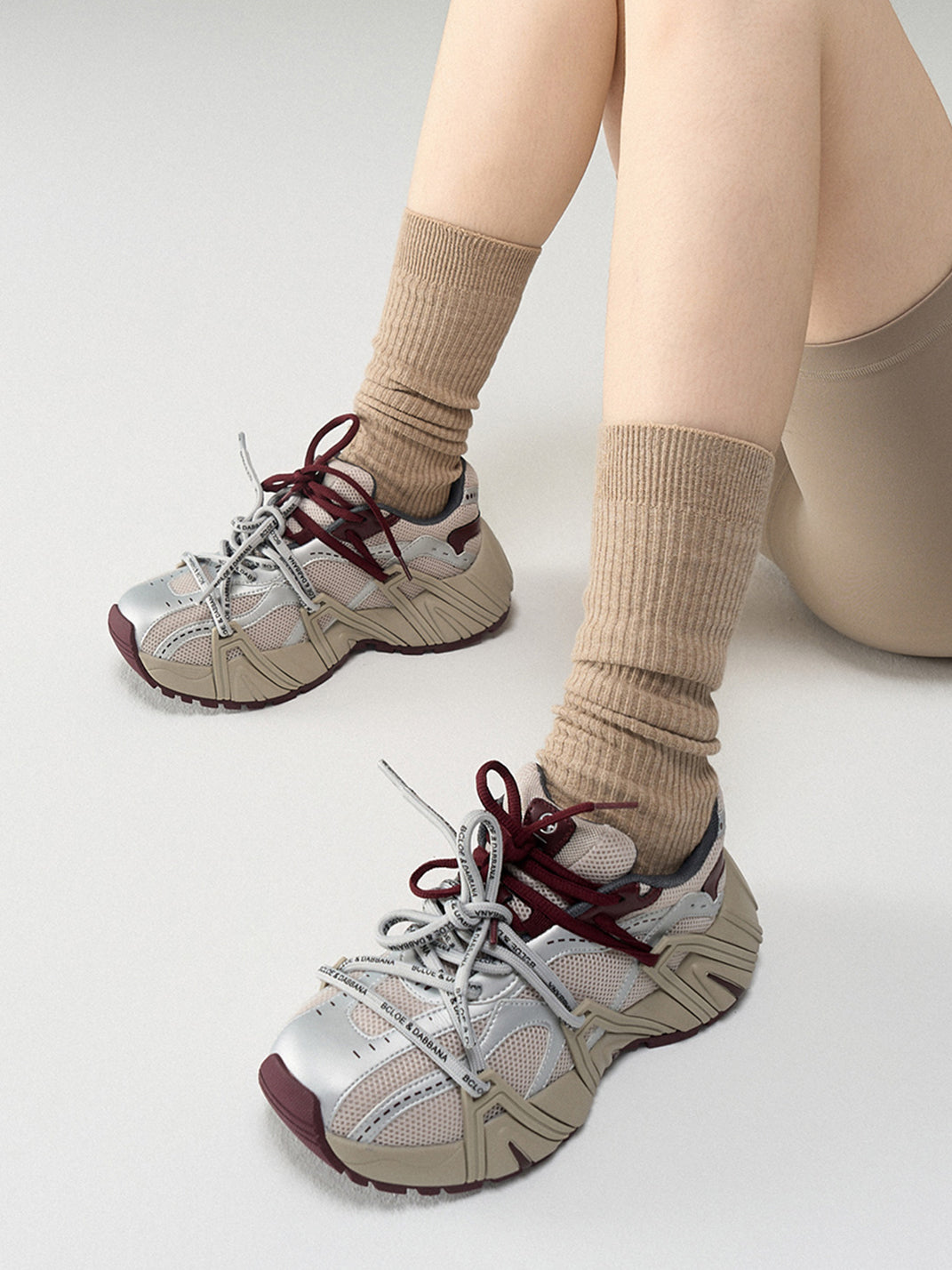 Beige Mesh Cage Runner Sneakers - View 3