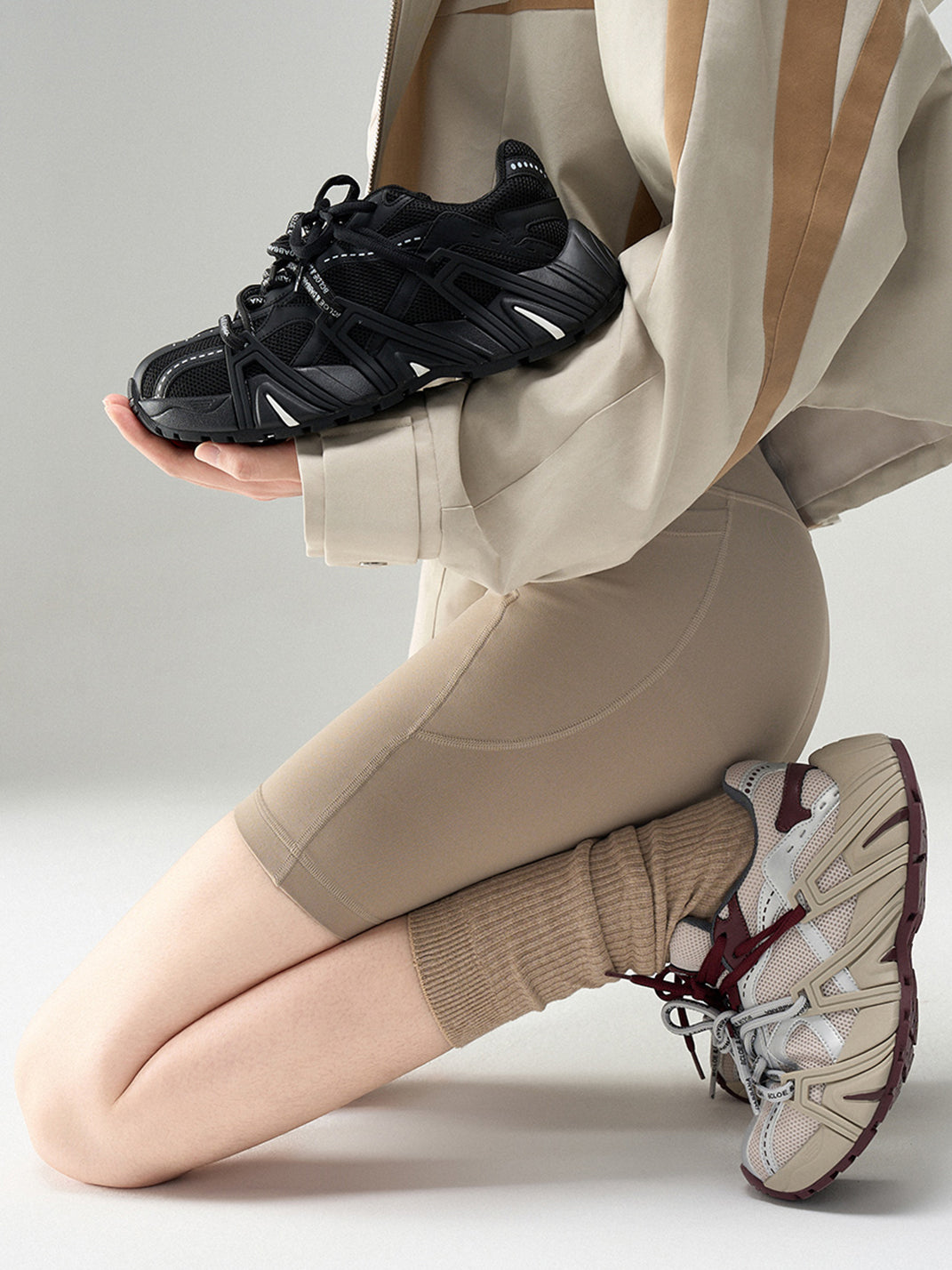 Beige Mesh Cage Runner Sneakers - View 5