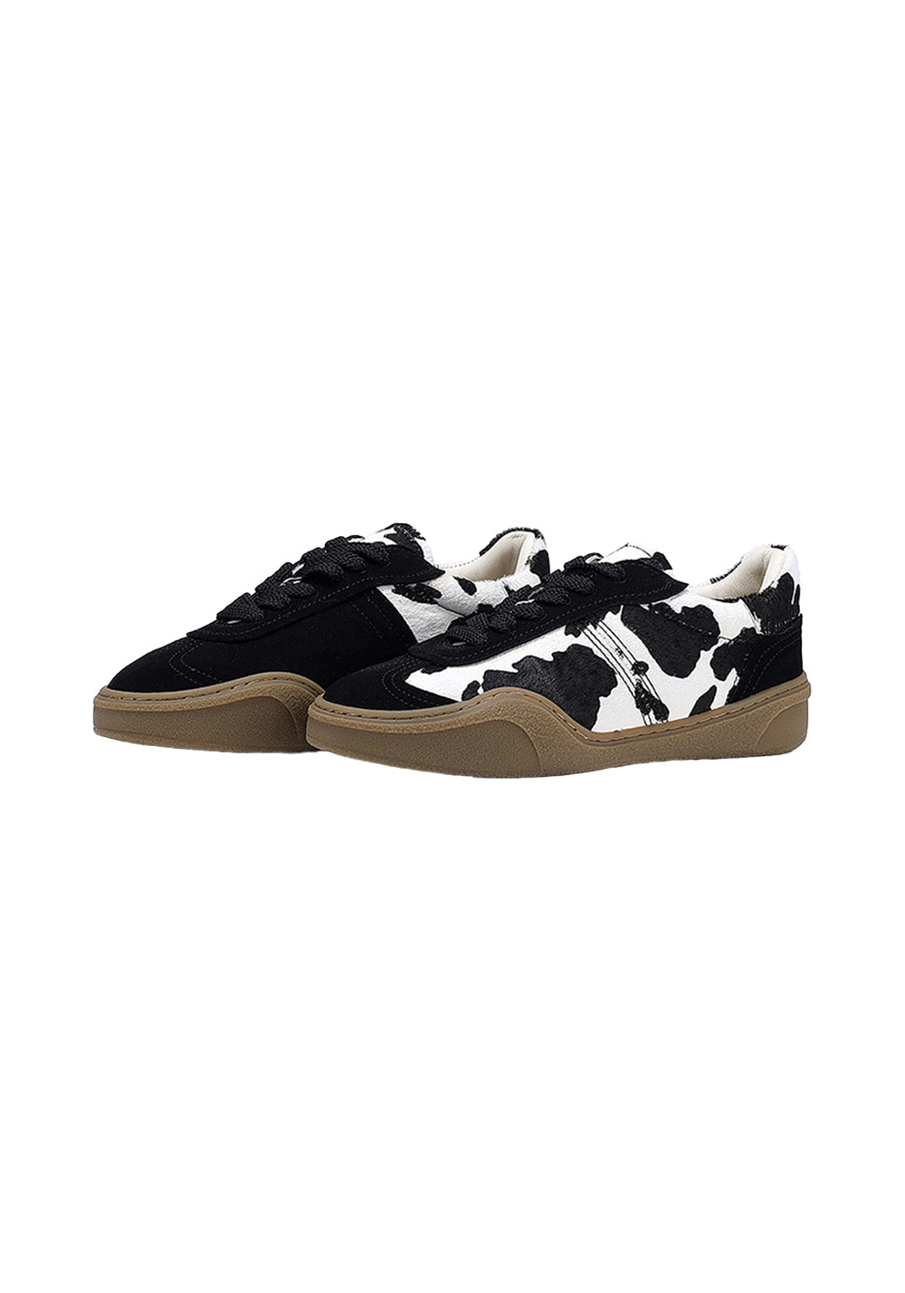 Black Cow-Print Horsehair Low-Top Sneakers - View 5