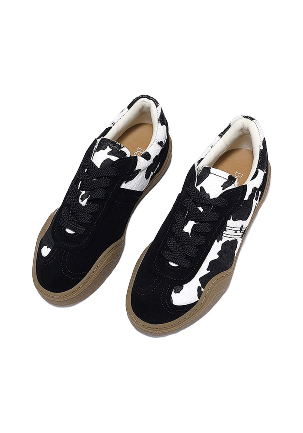 Black Cow-Print Horsehair Low-Top Sneakers - View 7