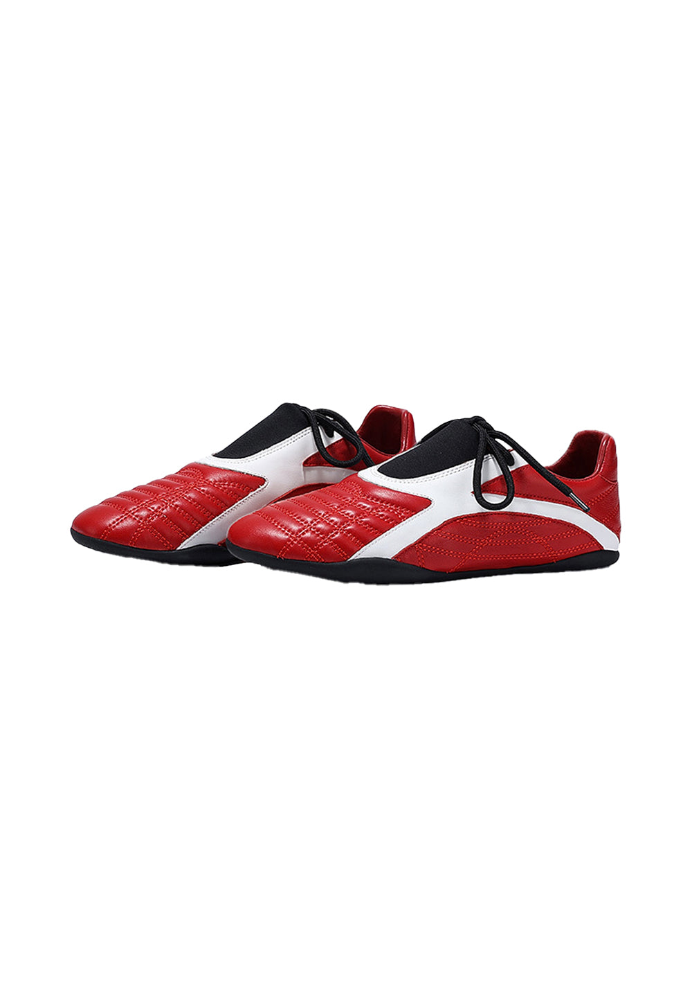 Red Quilted-Panel Flat-Sole Sneakers - View 5