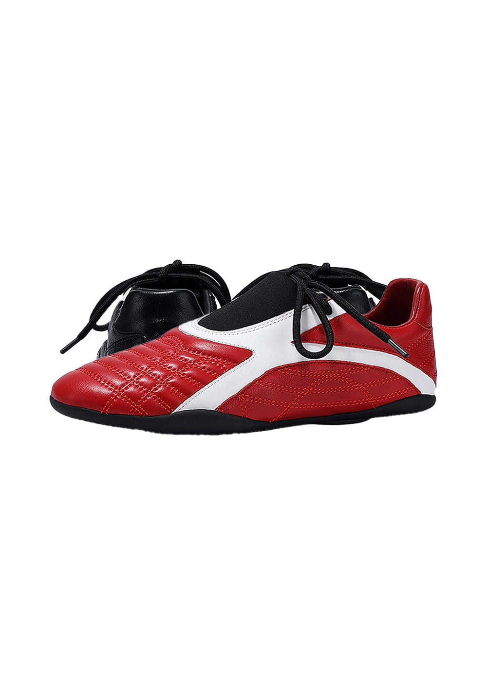 Red Quilted-Panel Flat-Sole Sneakers - View 6