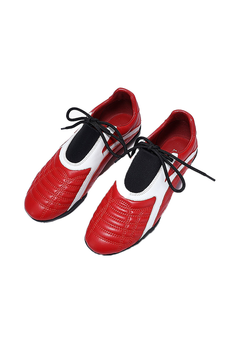 Red Quilted-Panel Flat-Sole Sneakers - View 8