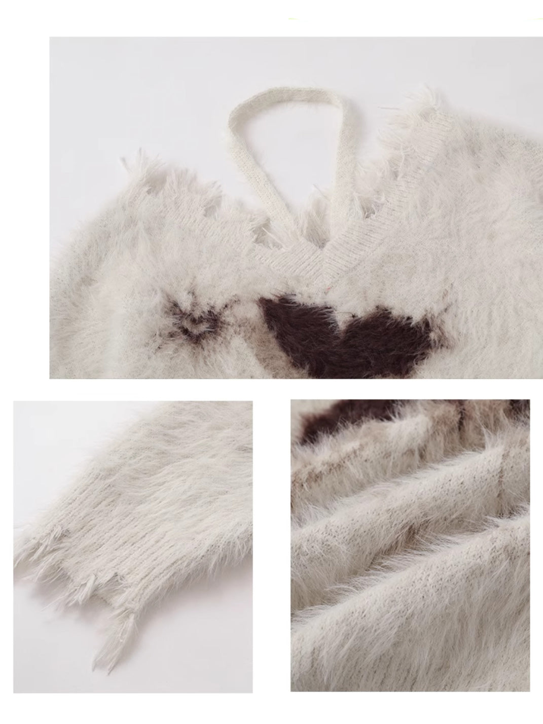 Butterfly Halter Mohair Off-Shoulder Sweater - View 10