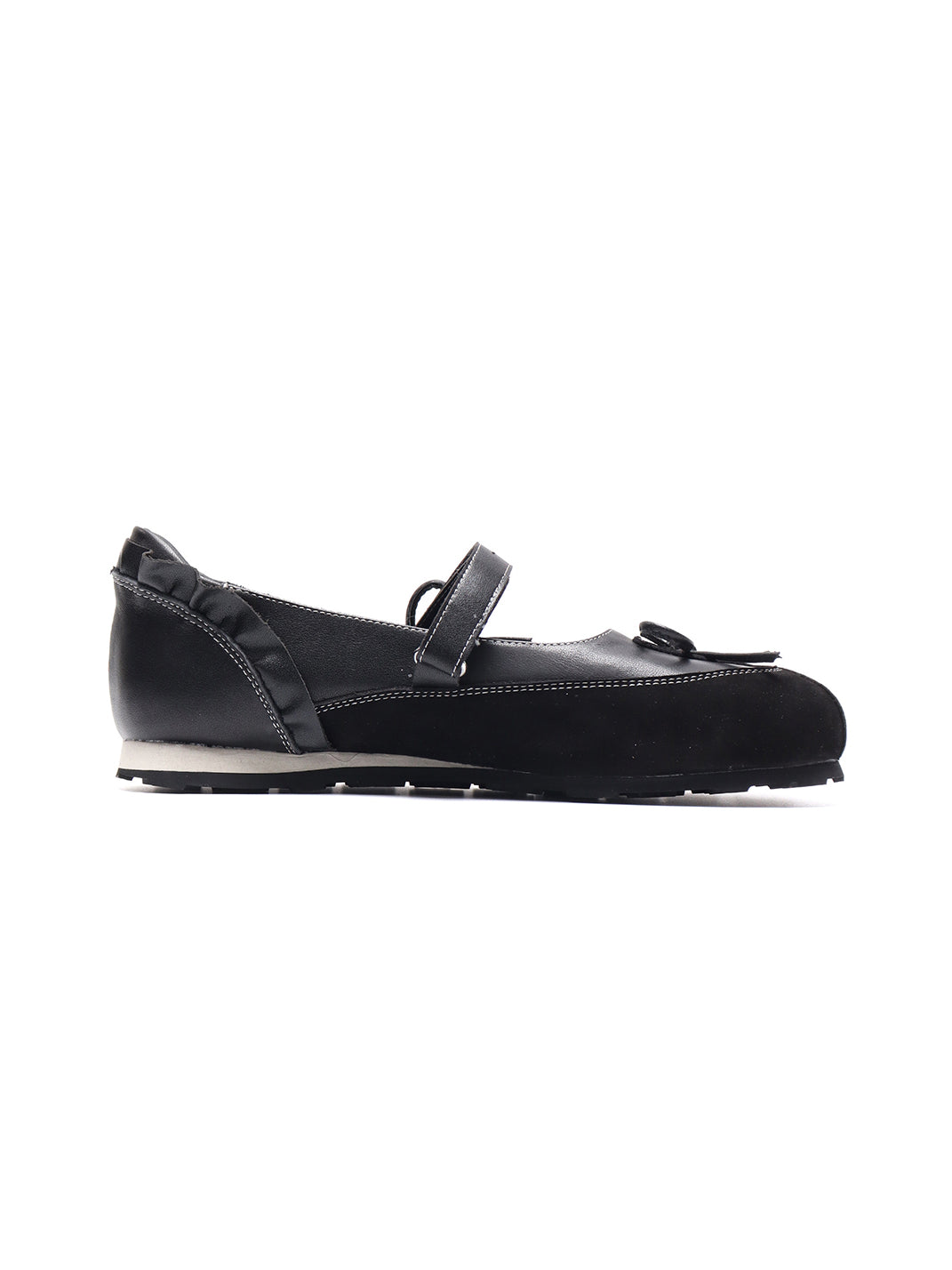 Black Bow-Tie Leather Ballet Flats - View 9