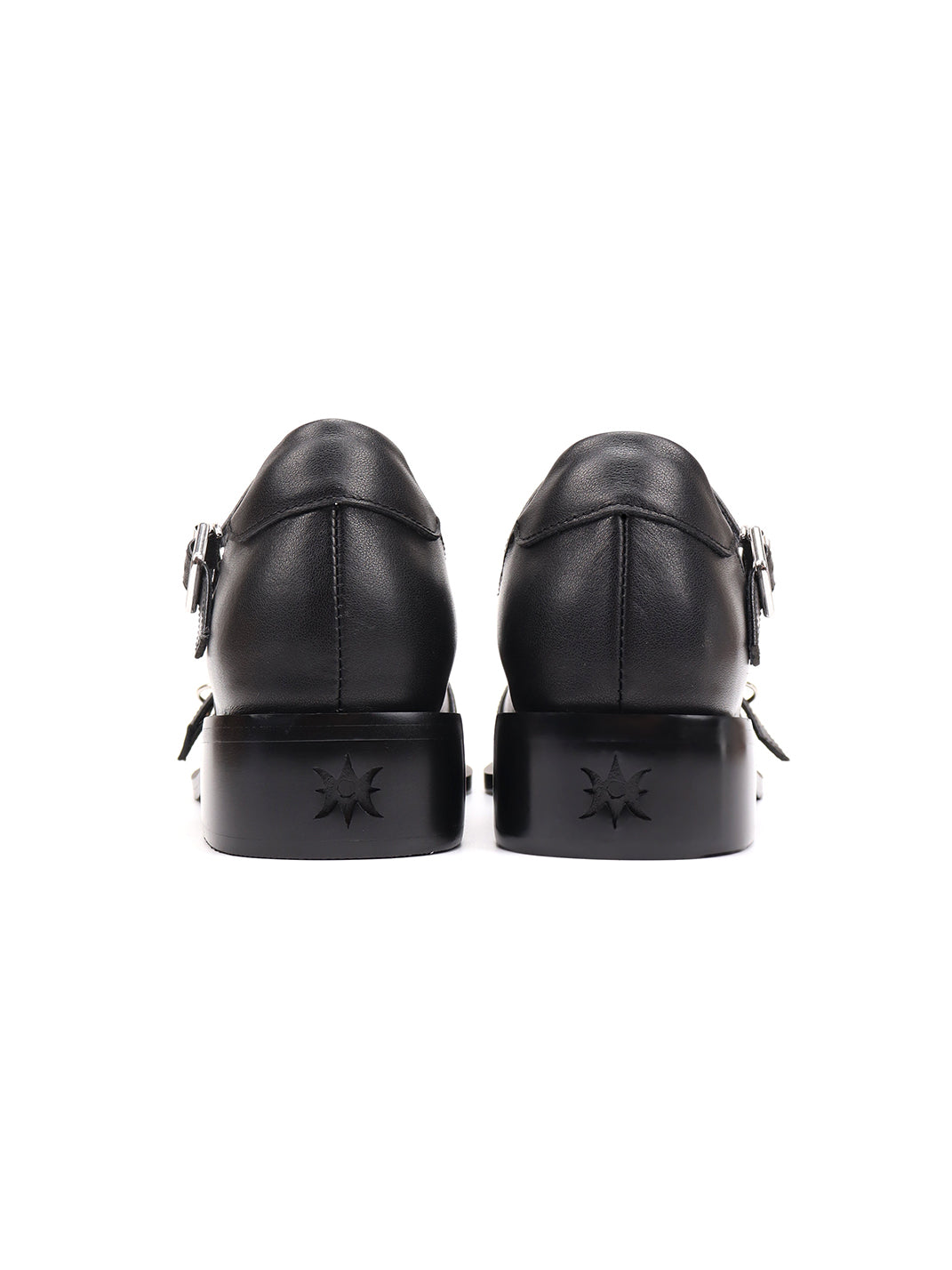 Black Buckle-Strap Pointed Mary Jane Flats - View 9