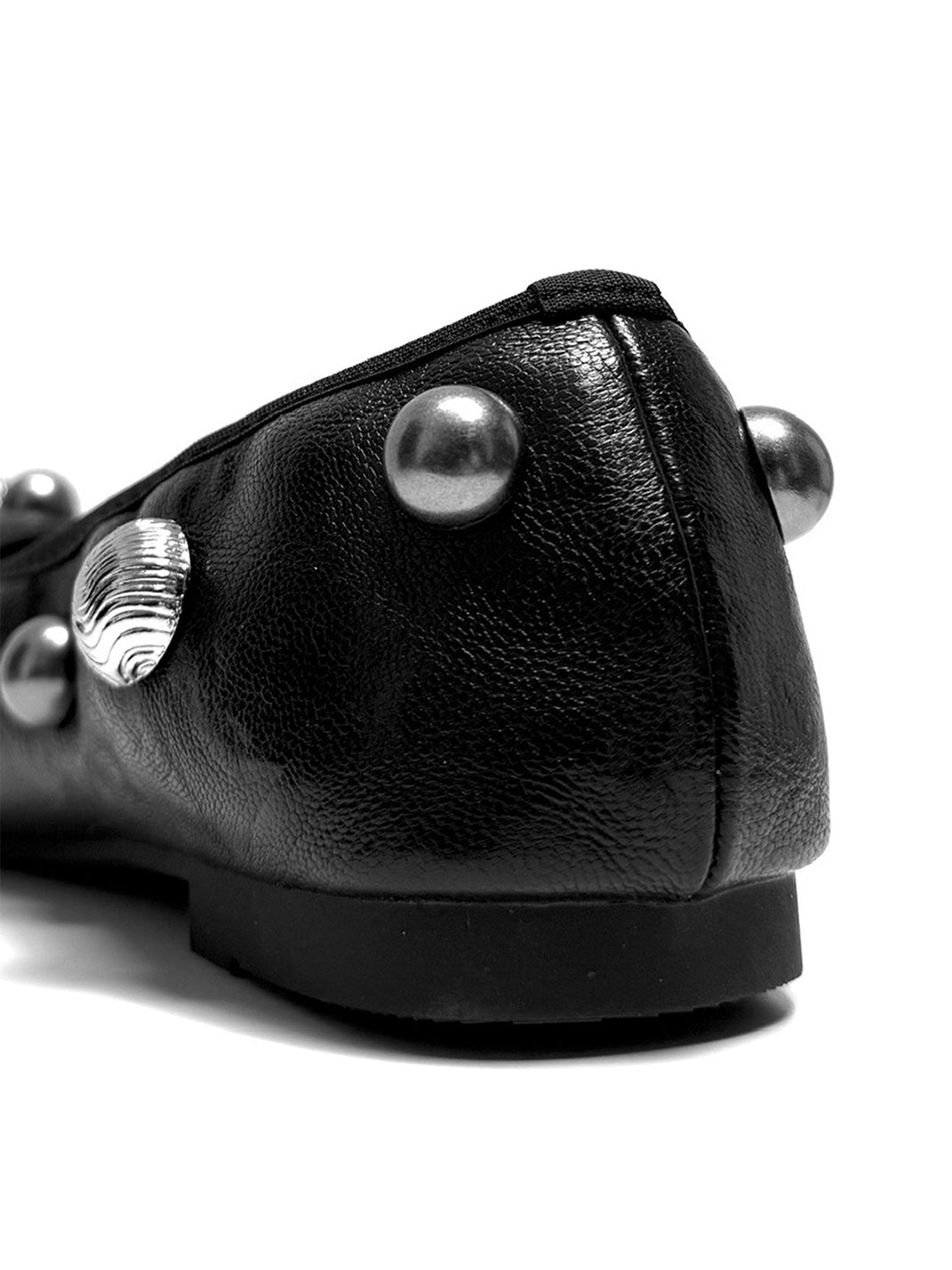 Black Crystal-Stud Ballet Flats - View 11