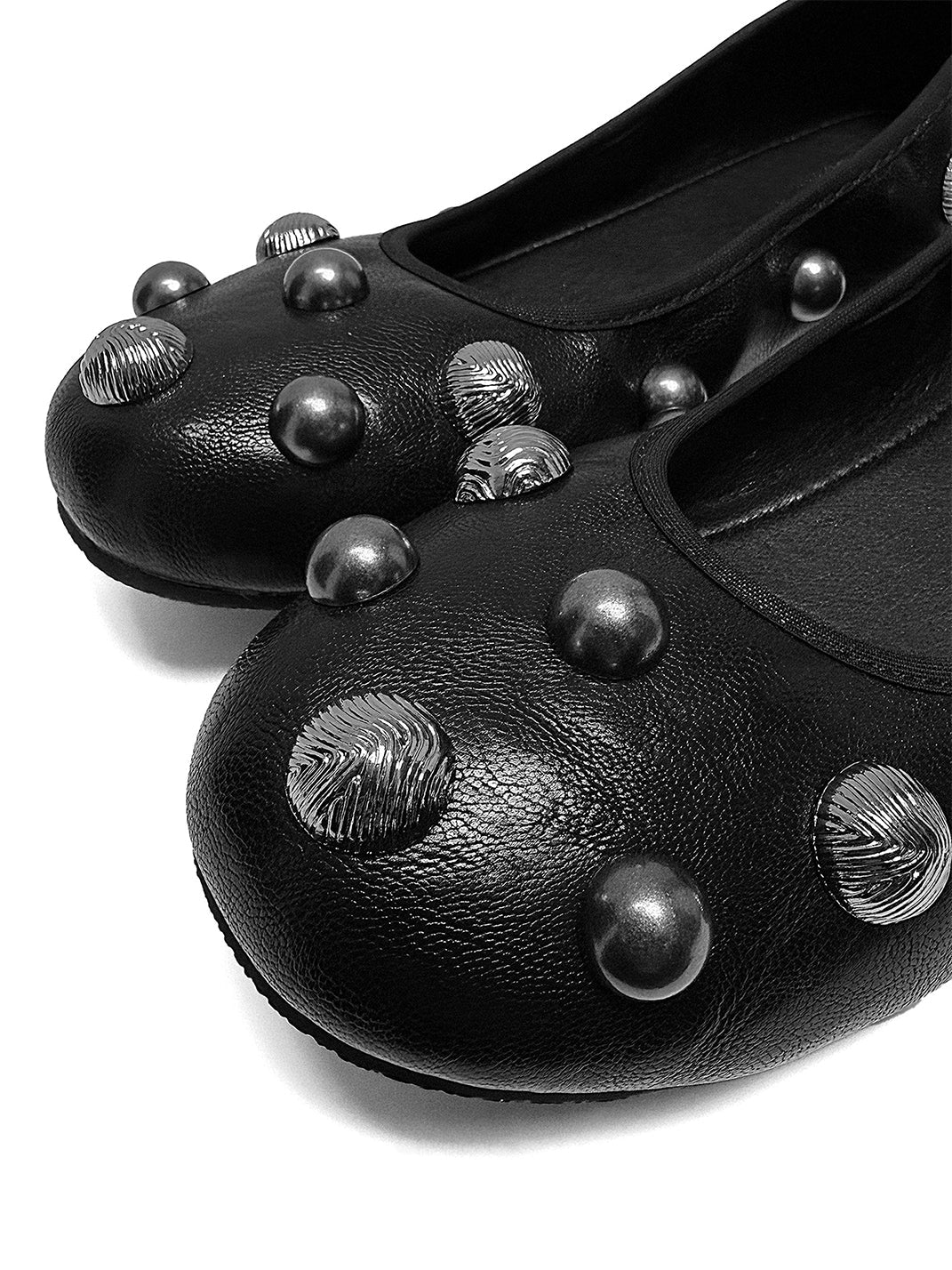 Black Crystal-Stud Ballet Flats - View 13