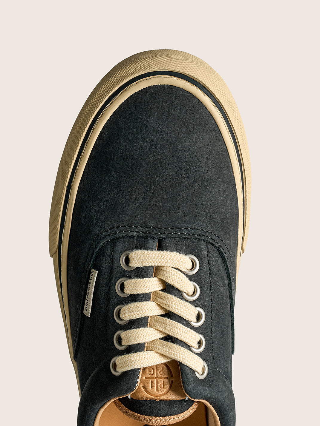 Black Distressed Leather Canvas Low-Top Sneakers - View 4