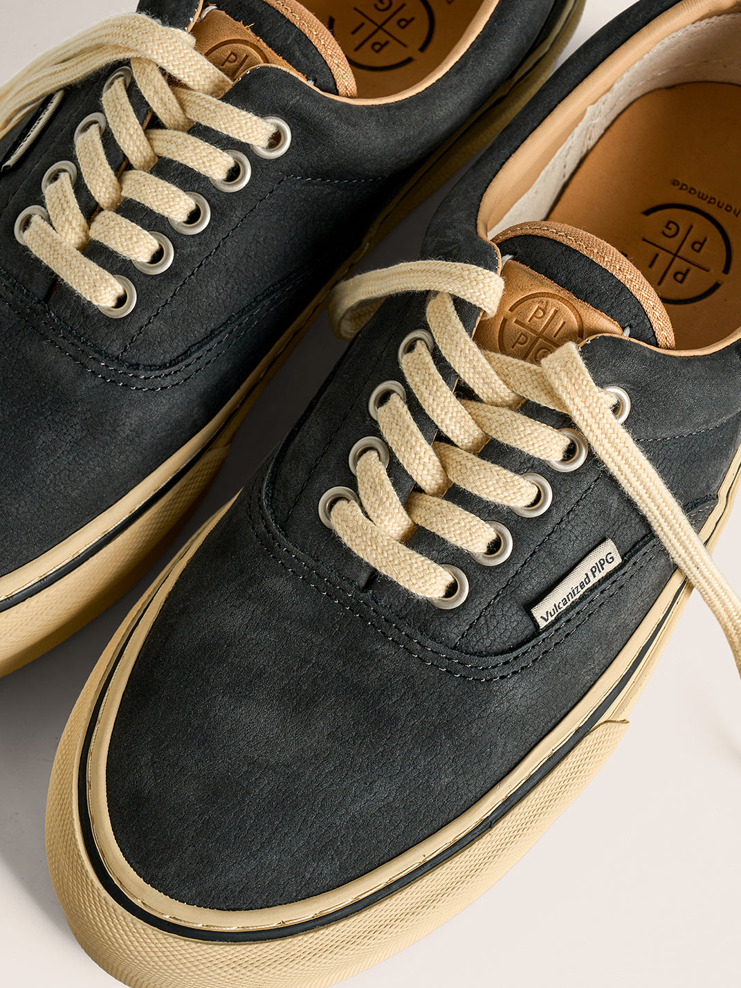 Black Distressed Leather Canvas Low-Top Sneakers - View 5