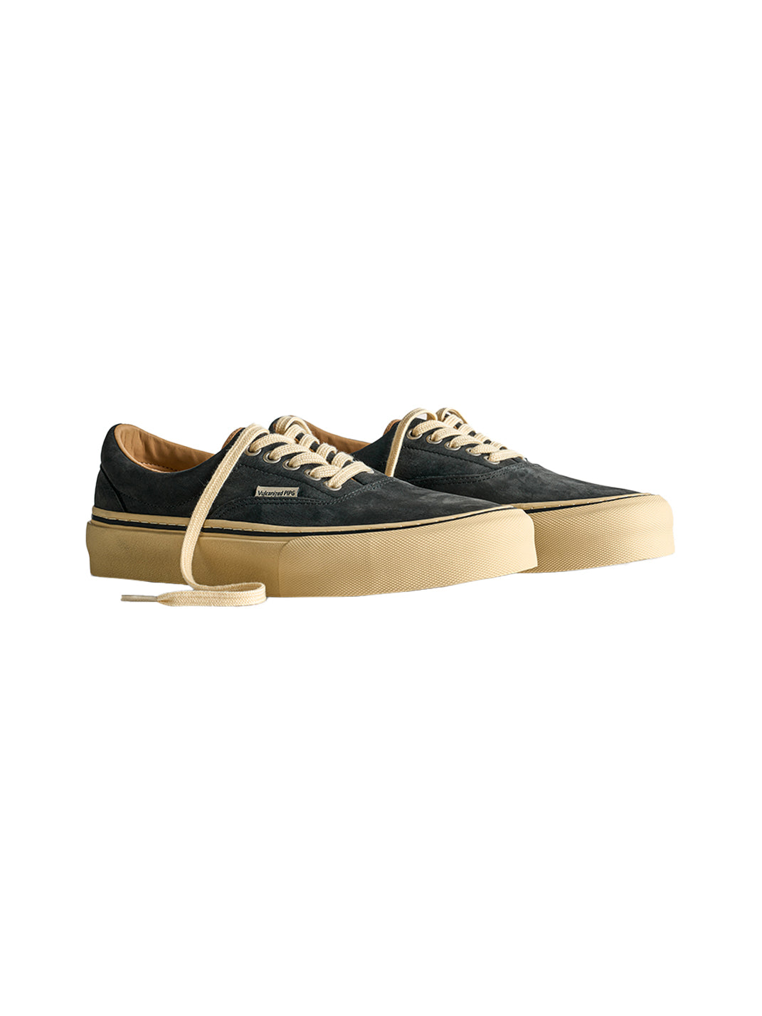 Black Distressed Leather Canvas Low-Top Sneakers - View 10