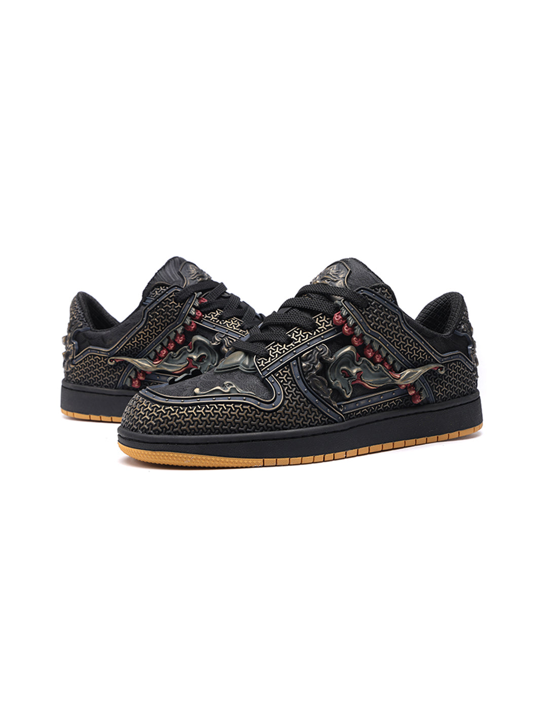 Black Dragon Embroidered Low-Top Sneakers - View 15