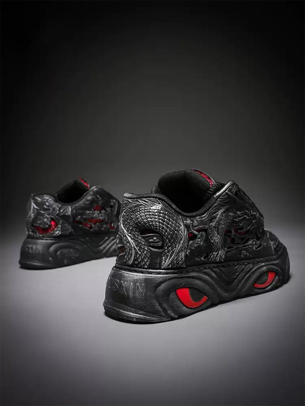 Black Dragon Relief Chunky Platform Sneakers - View 7
