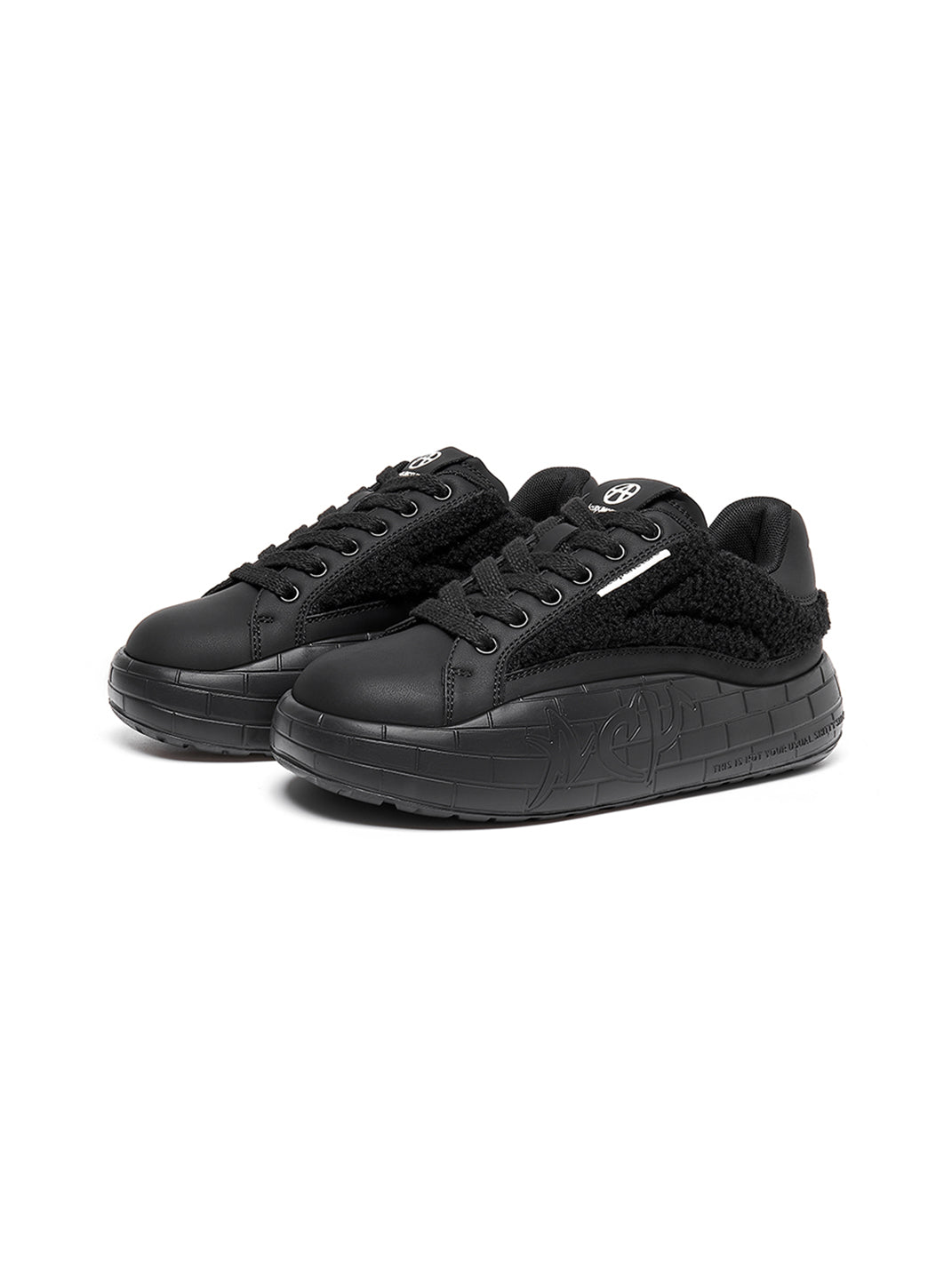 Black Fleece-Panel Platform Sneakers - View 8