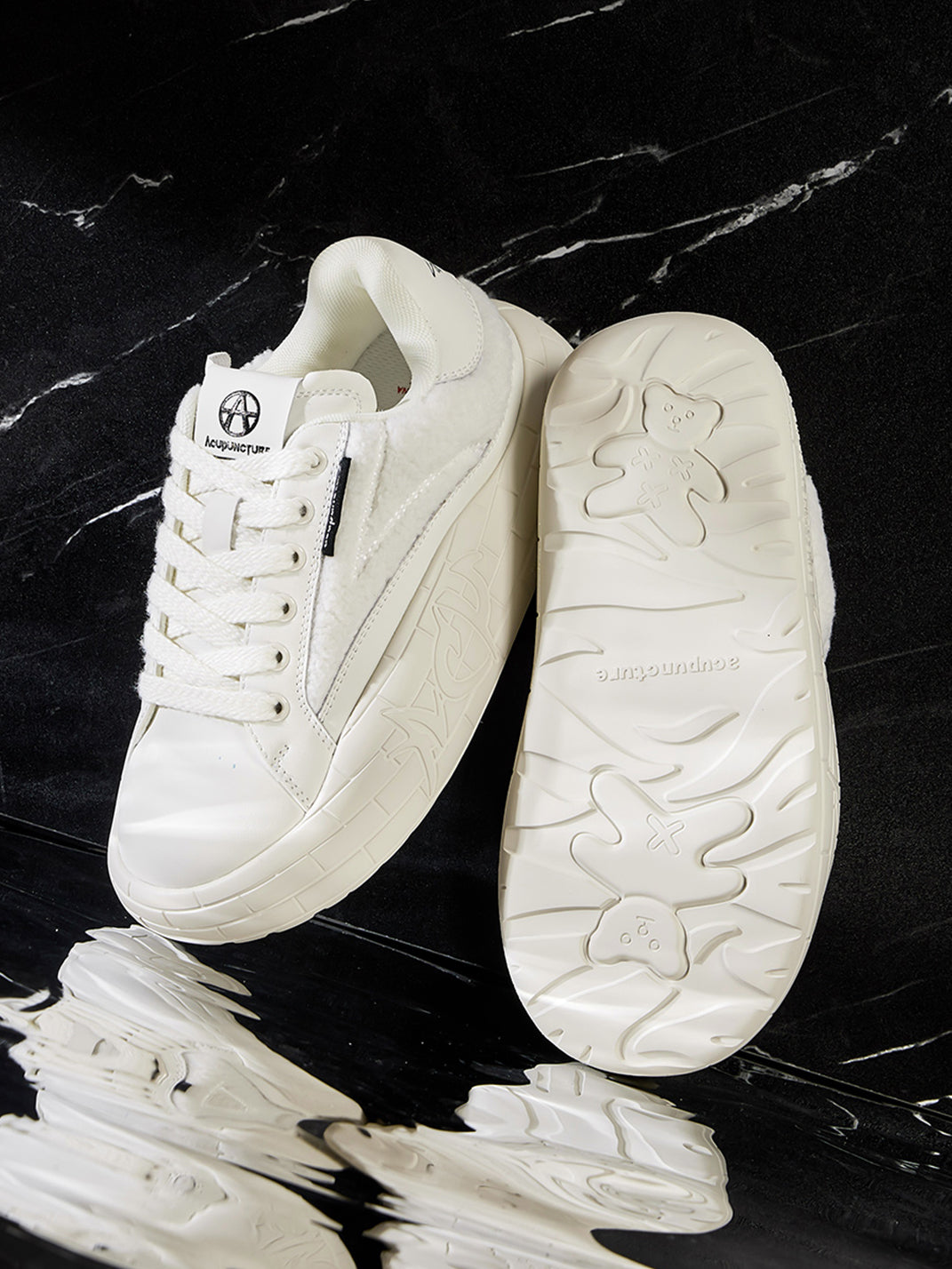 Black Fleece-Panel Platform Sneakers - View 19