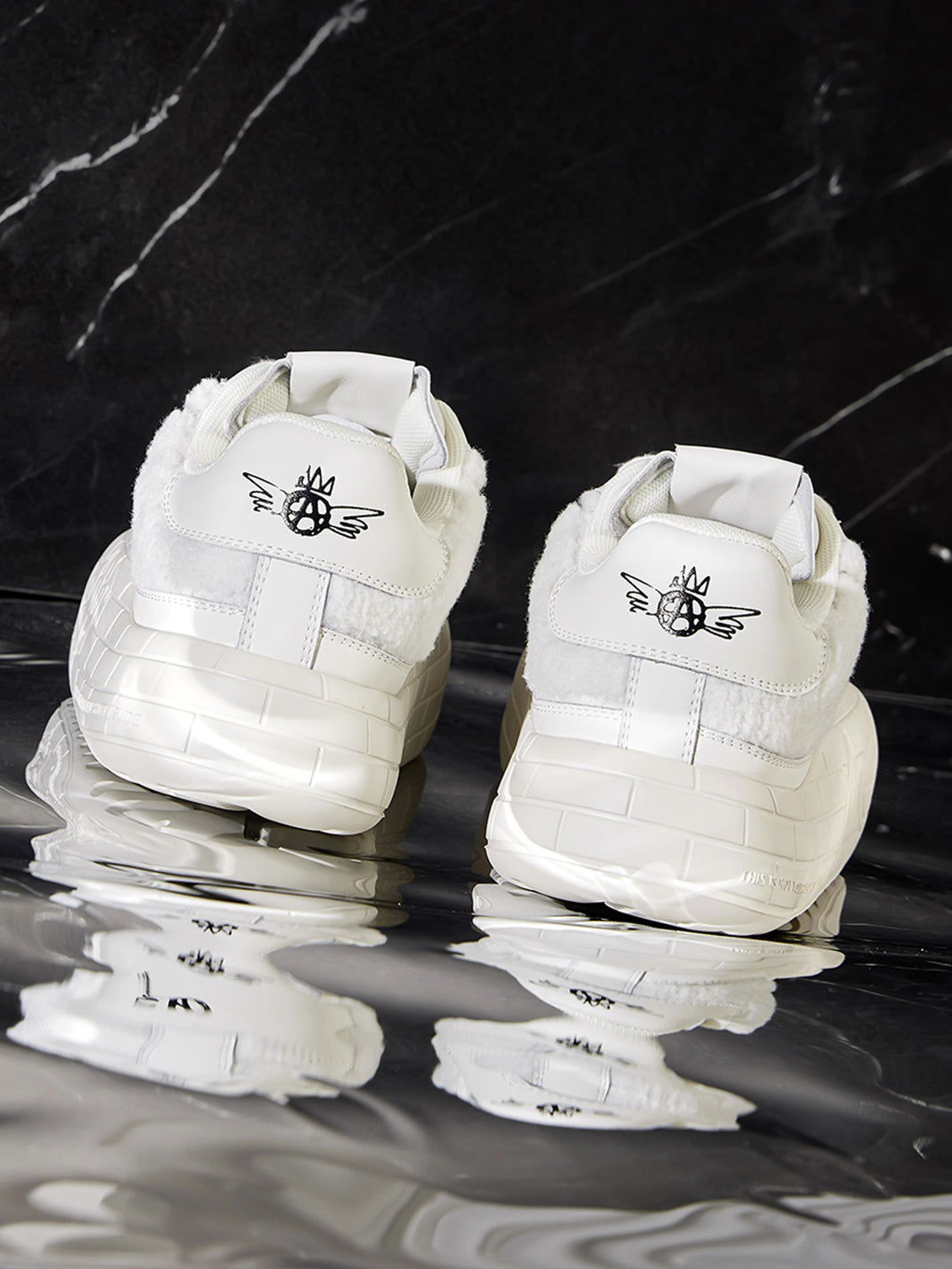 Black Fleece-Panel Platform Sneakers - View 20
