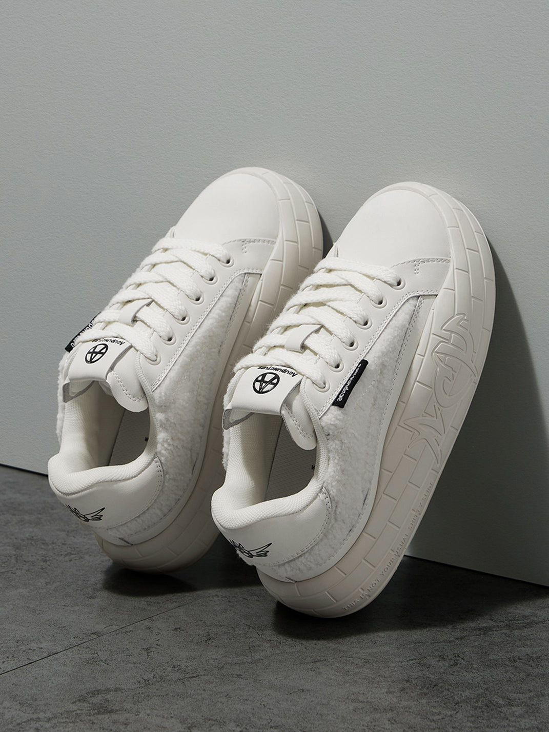 Black Fleece-Panel Platform Sneakers - View 21